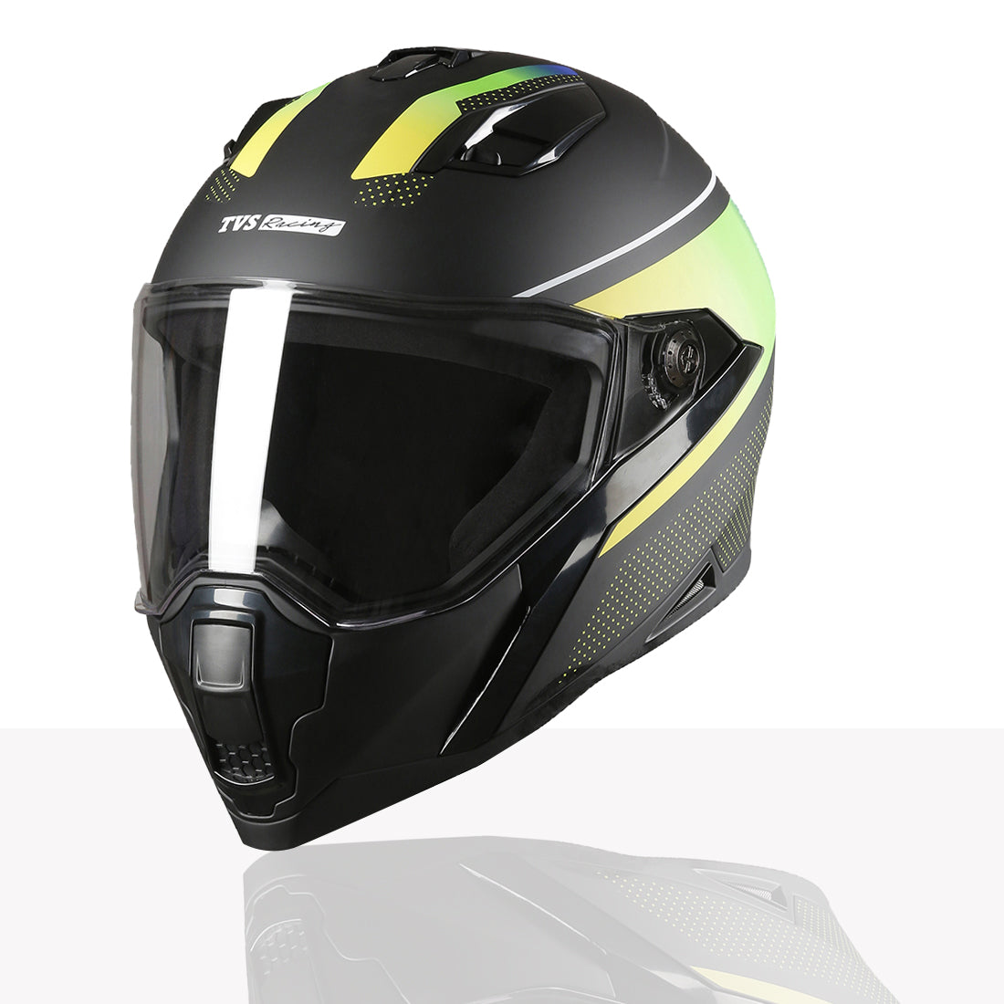 TVS Racing Anti Matter Full Face Helmet for Bike & Motorcycle Riders-DOT & ISI Certified-Lightweight ABS Shell, UV Resistant-Ventilated Comfort Liner, Quick-Release Visor & Chin Strap