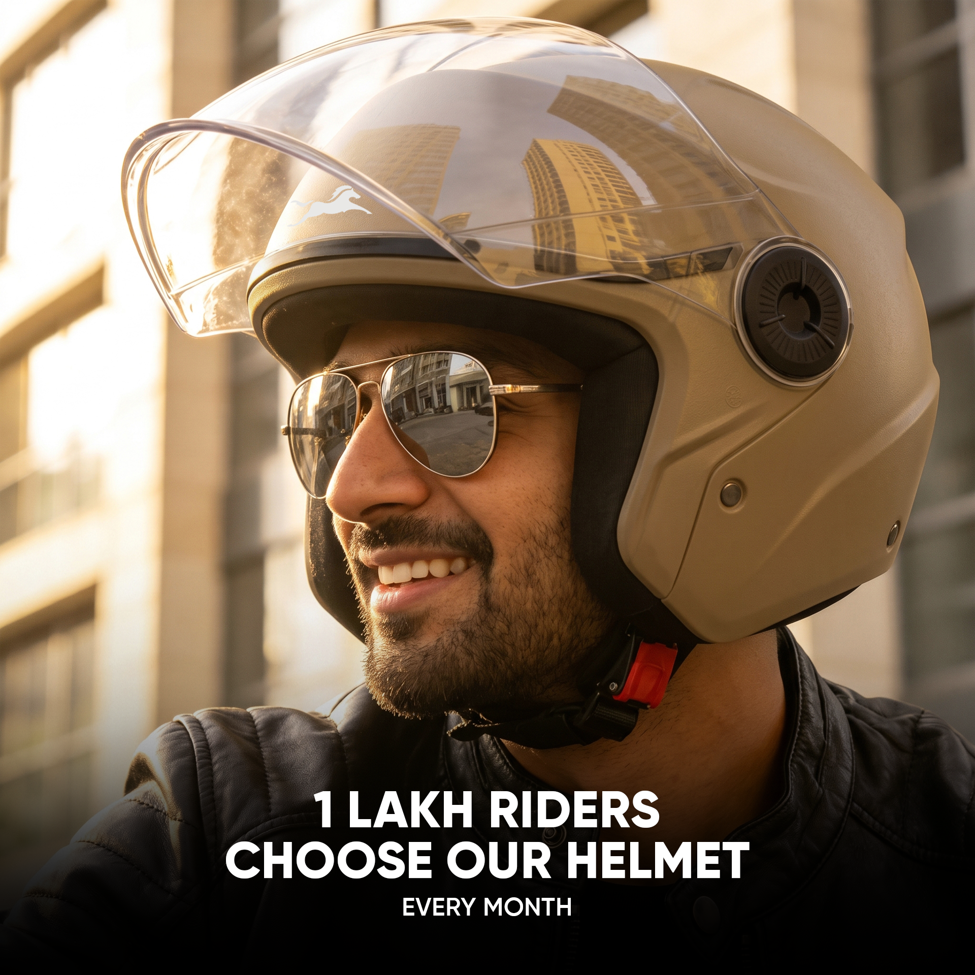 TVS Ace ISI Certified Open Face Matte Finish Helmet with Full Coverage Visor for Men and Women | Available in Eight Colors