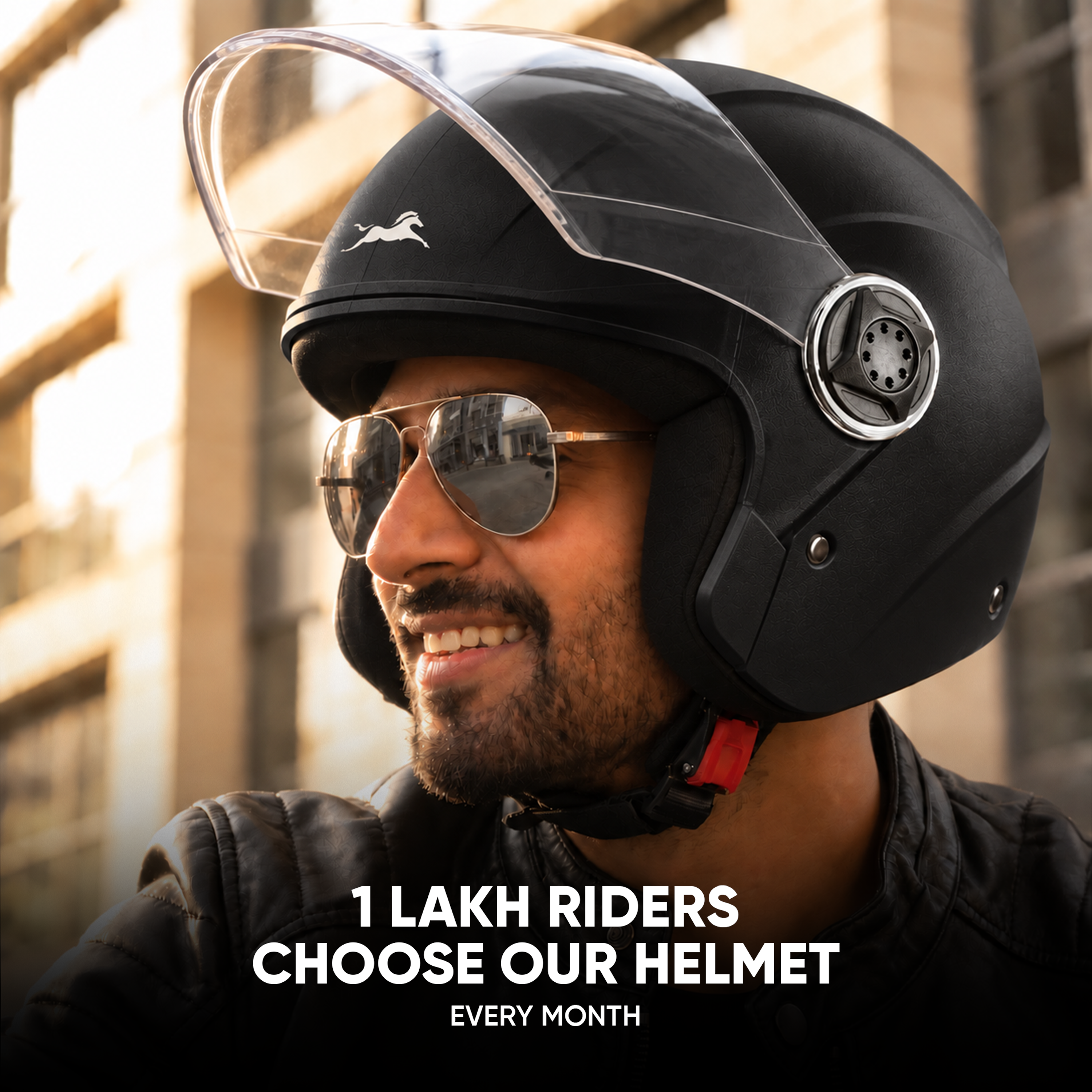 TVS Fit Open Face Long Visor Unisex Helmet | ISI Certified, Matte Finish and Light Weight Available in Multiple Colors