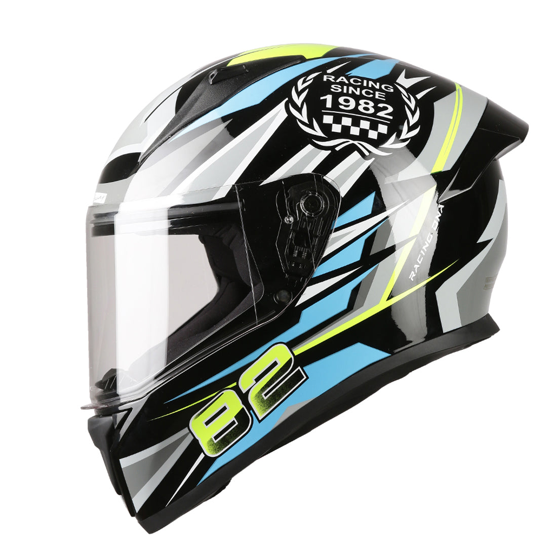 TVS Racing Titan Series Full Face Helmet for Men | Premium Bike Helmets with ABS Shell, UV Paint | Quick Release System | Aerodynamic Design | DOT & ISI Certified (Green)