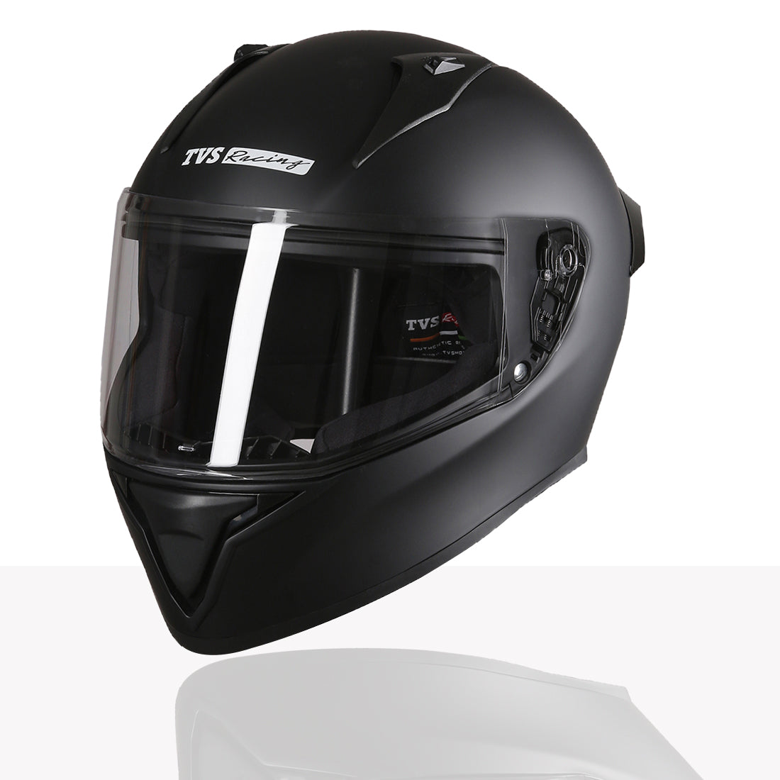 TVS Racing Titan Series Full Face Helmet for Men | Premium Bike Helmets with ABS Shell, UV Paint | Quick Release System | Aerodynamic Design | DOT & ISI Certified (Black)