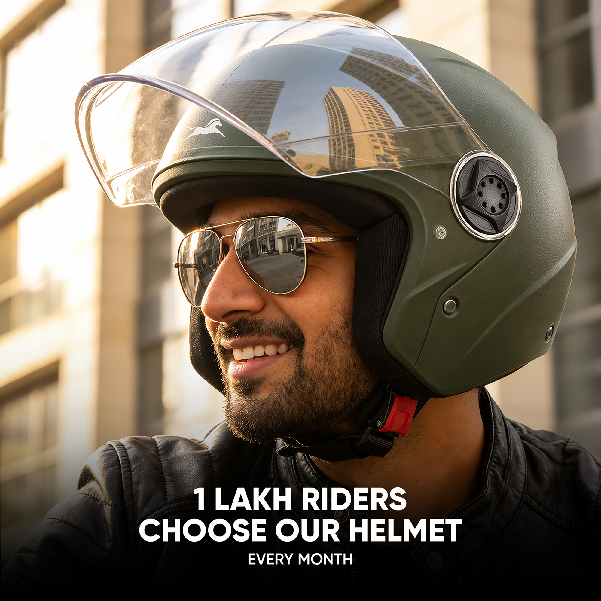 TVS Fit Open Face Long Visor Unisex Helmet | ISI Certified, Matte Finish and Light Weight Available in Multiple Colors