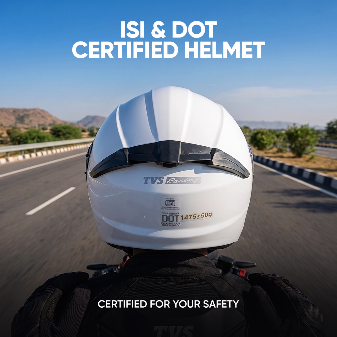 TVS Racing SuperPose Smoked Dual Visor Flip Up Modular Helmet for Men and Women, ISI DOT Certified, ABS Shell, Quick Release Visor, Lightweight, Ventilated, Open Face to Full Face