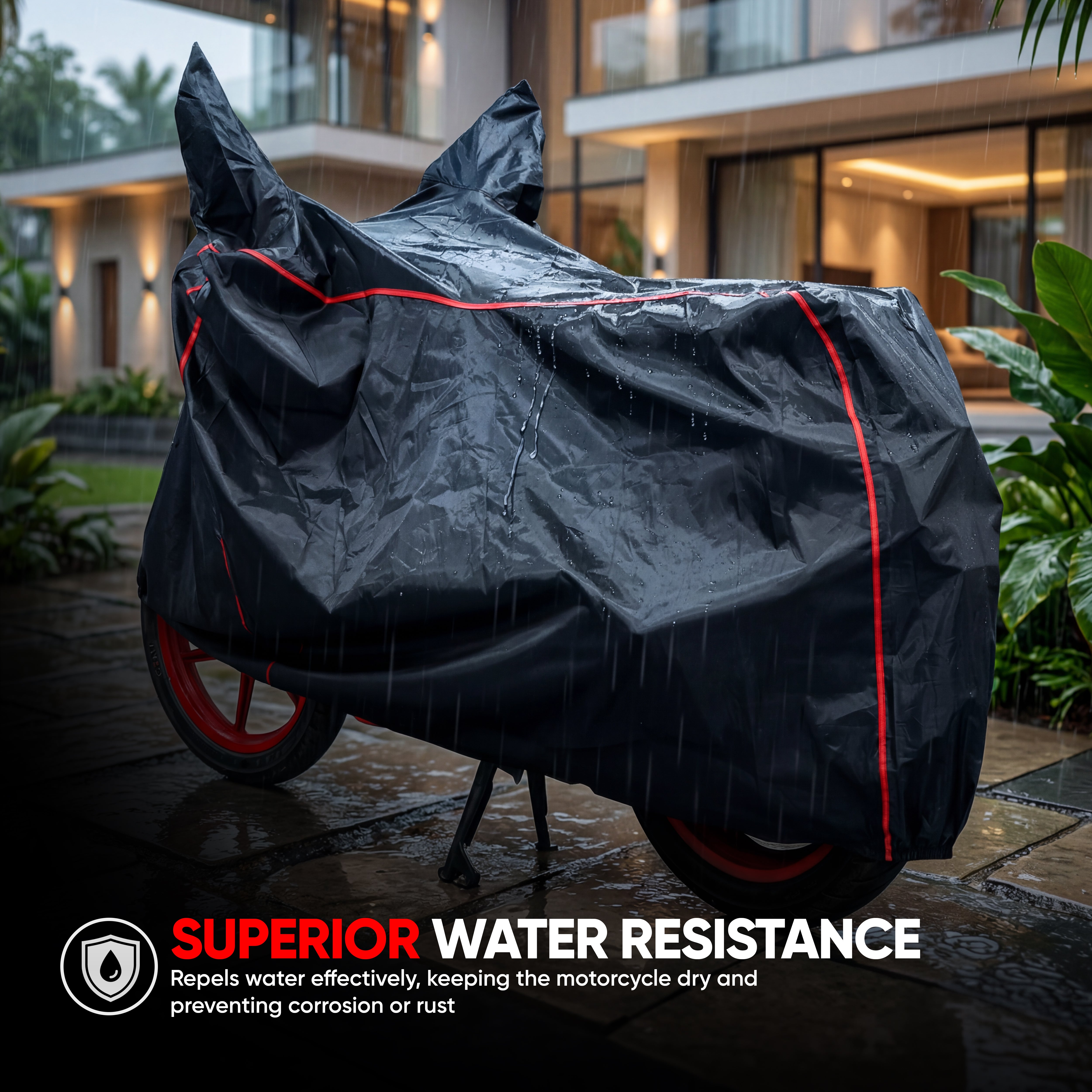 TVS Premium Universal Bike Cover – UV & Water Resistant, Dustproof, All-Weather Protection with Soft Fabric, Elastic Hem & Windproof Buckles