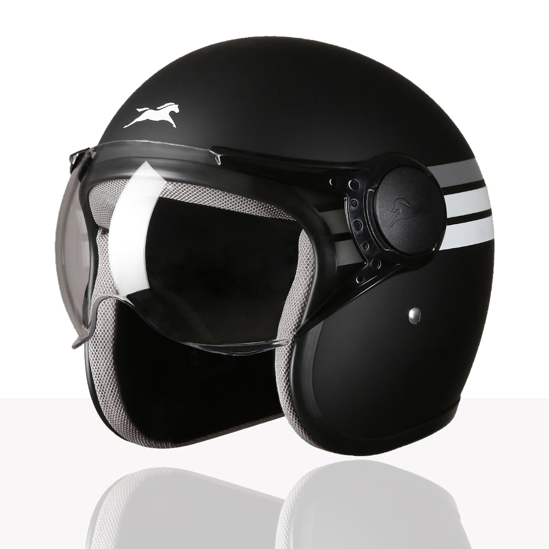 TVS Downtown Open Face Helmet – Stylish & Safe Half Face Helmet for Riders | ISI & DOT Certified | Premium Protection for Men & Women | Comfortable, Durable & Lightweight Design with Visor (Black)