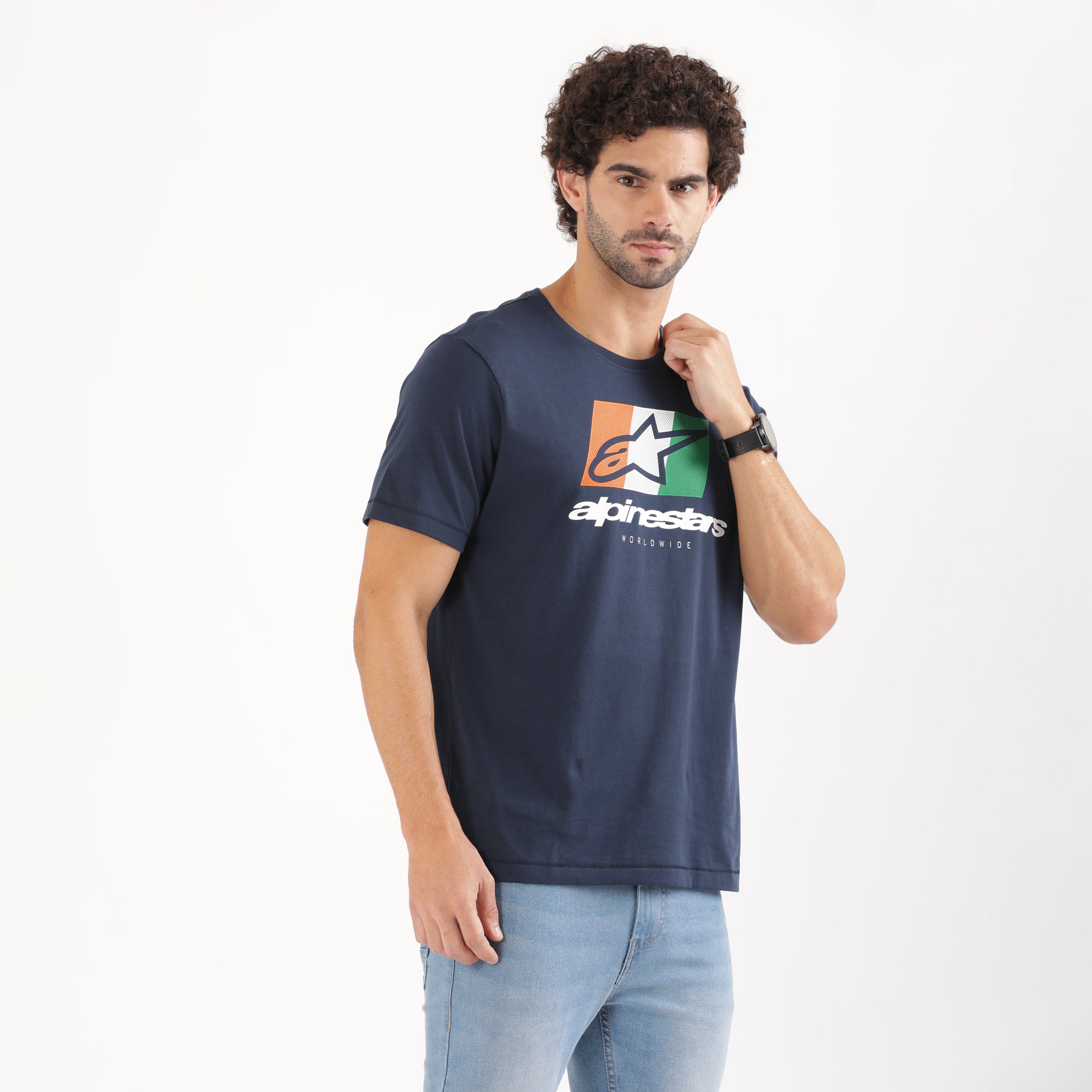 TVS Racing x Alpinestars Crew Neck T-Shirt-100% Soft Combed Cotton, Breathable & Anti-Microbial Fabric, Non-PVC Print, No-Chafe Skin-Friendly Comfort for Racing & Casual Everyday Wear