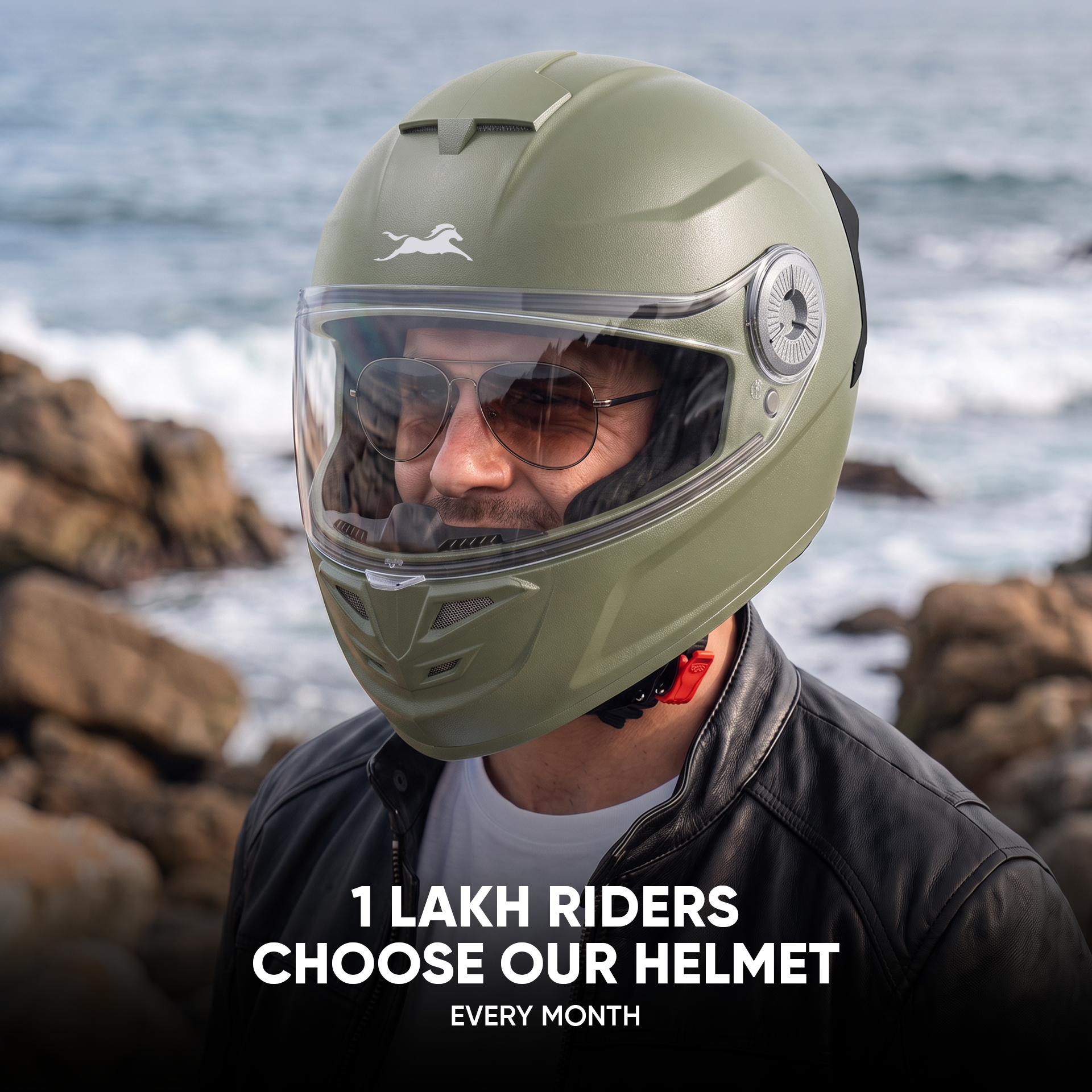 TVS Arc Full Face Matte Finish Helmet for Men & Women, ISI Certified and Lightweight ABS Shell with Clear Scratch-Resistant Visor