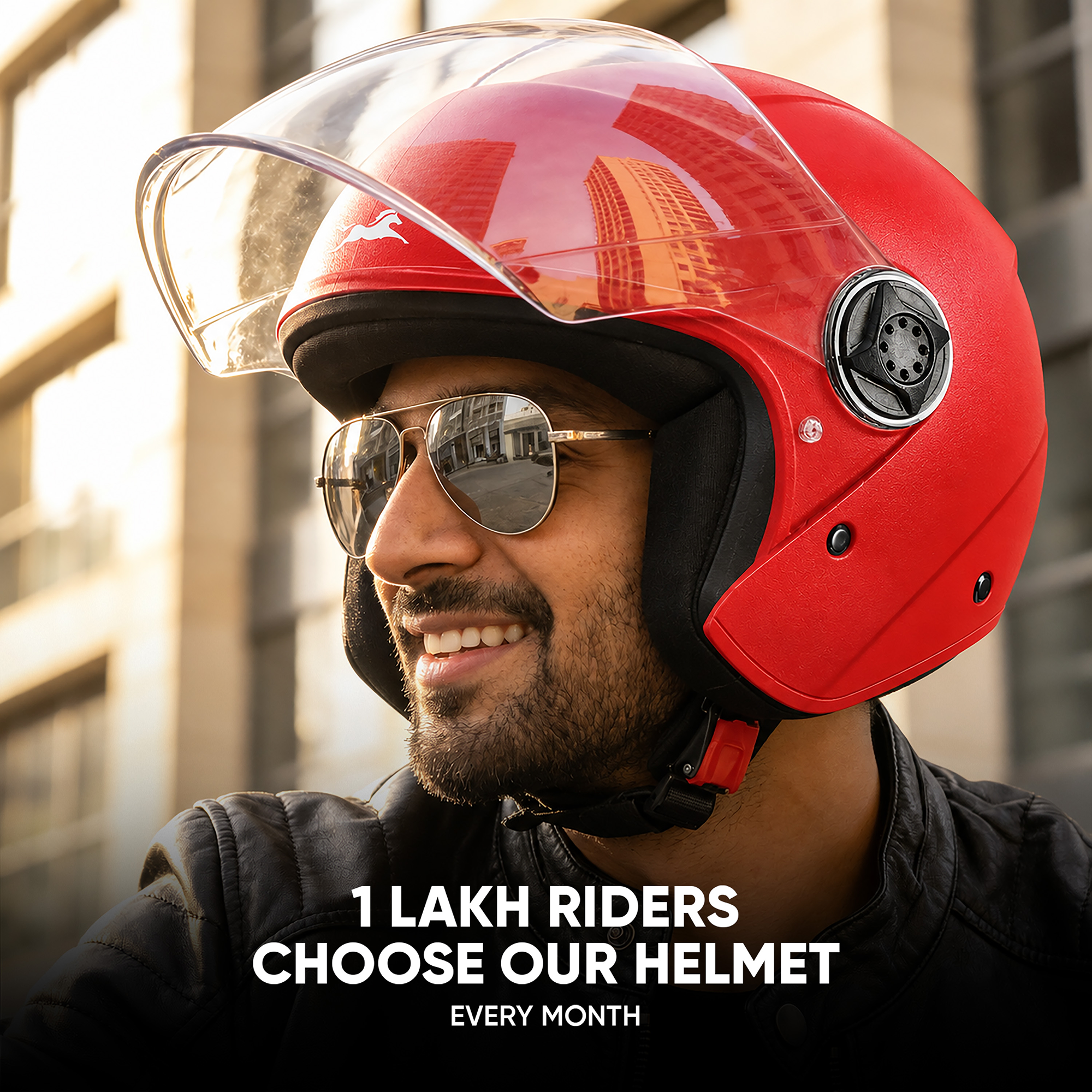TVS Fit Open Face Long Visor Unisex Helmet | ISI Certified, Matte Finish and Light Weight Available in Multiple Colors