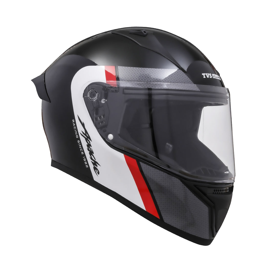 TVS Apache Full Face Helmet | Color: Black, Red & White Strip