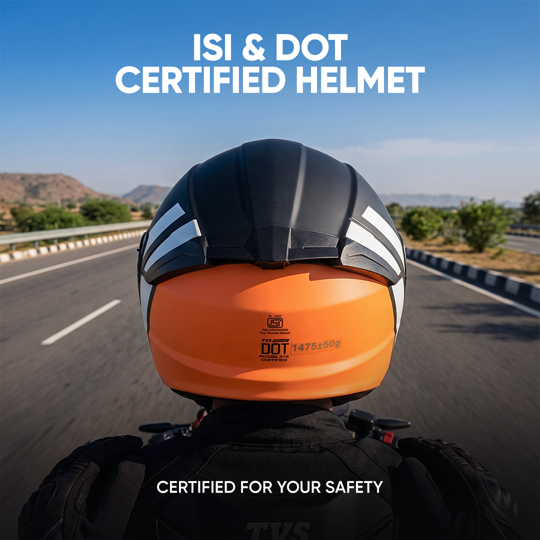 TVS Racing SuperPose Smoked Dual Visor Flip Up Modular Helmet for Men and Women, ISI DOT Certified, ABS Shell, Quick Release Visor, Lightweight, Ventilated, Open Face to Full Face