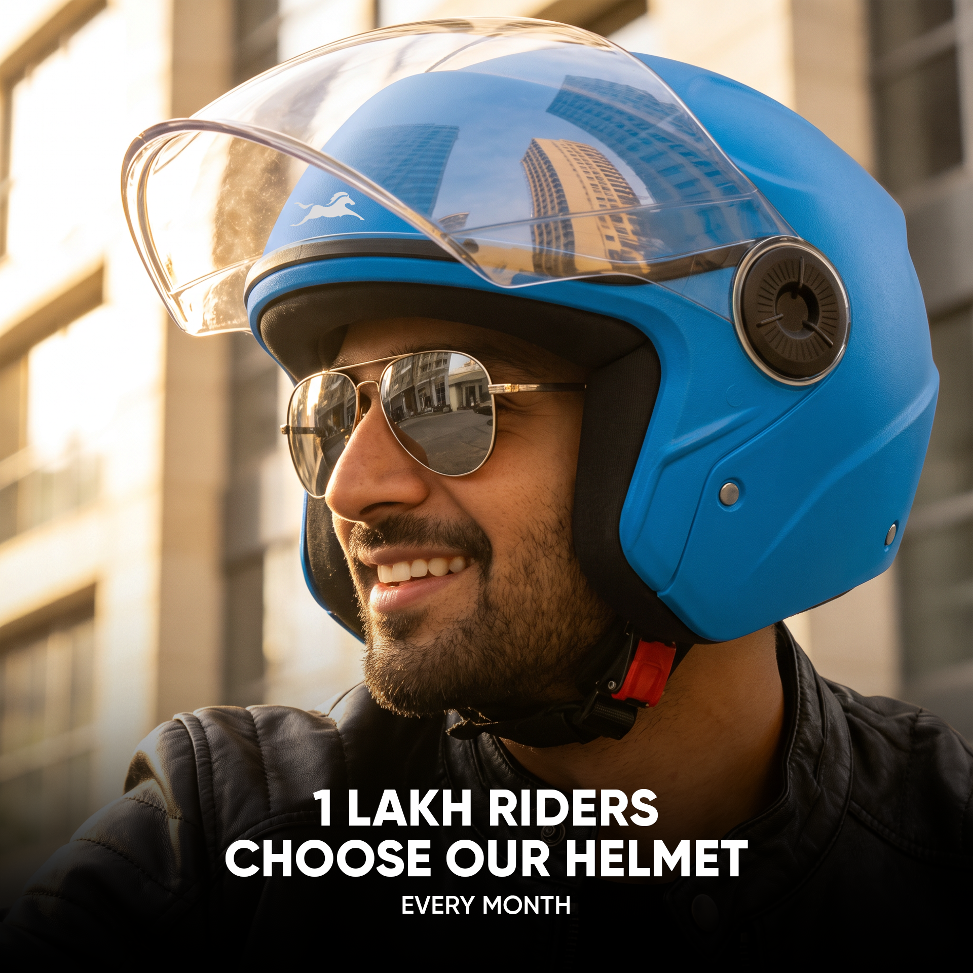 TVS Ace ISI Certified Open Face Matte Finish Helmet with Full Coverage Visor for Men and Women | Available in Eight Colors