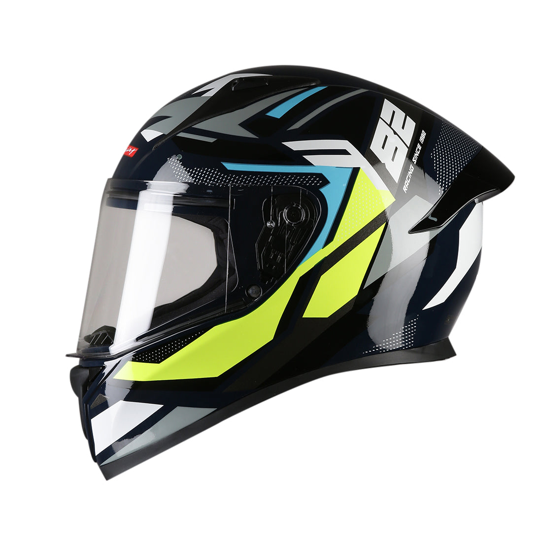 TVS Racing Titan Series Full Face Helmet for Men | Premium Bike Helmets with ABS Shell, UV Paint | Quick Release System | Aerodynamic Design | DOT & ISI Certified (Black)