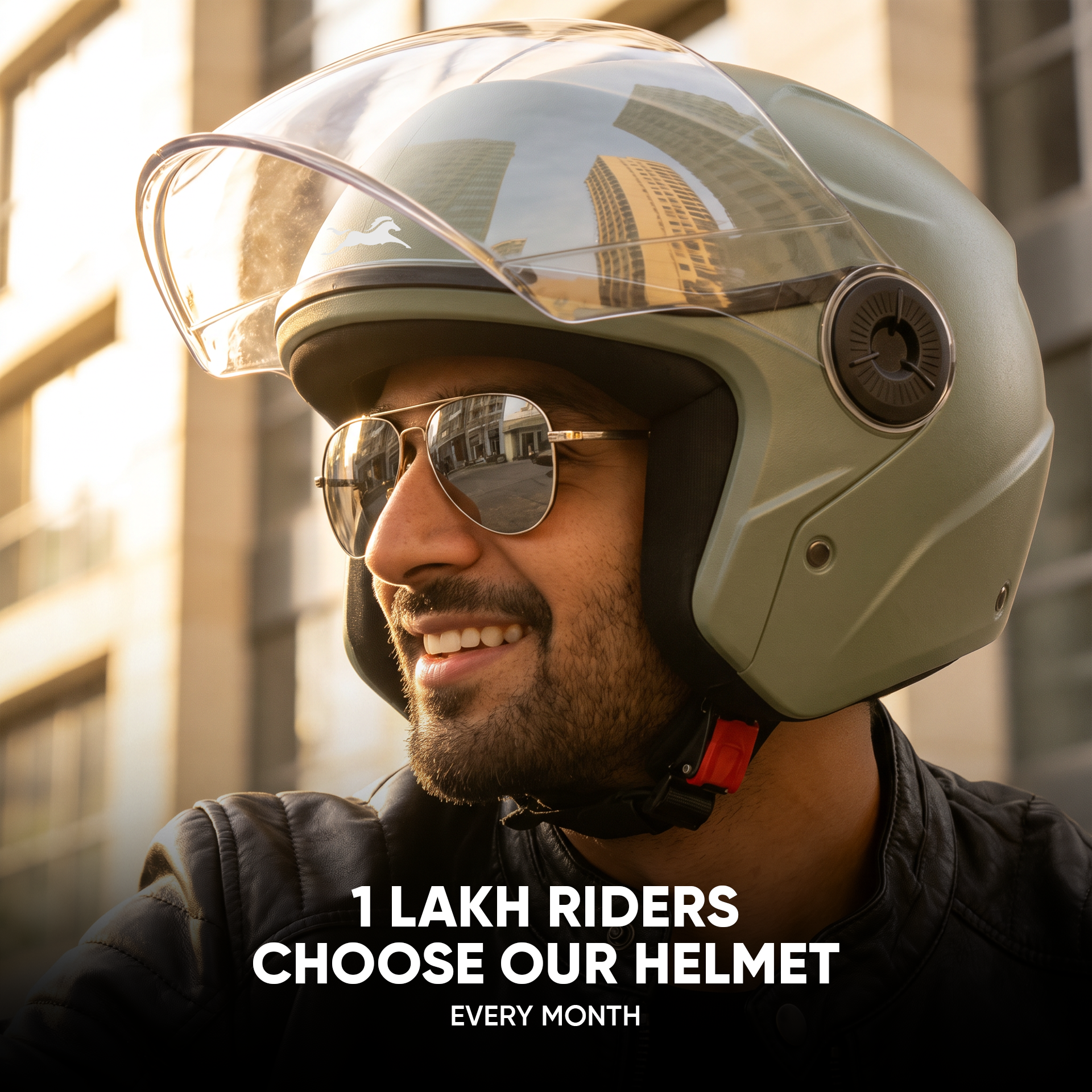 TVS Ace ISI Certified Open Face Matte Finish Helmet with Full Coverage Visor for Men and Women | Available in Eight Colors