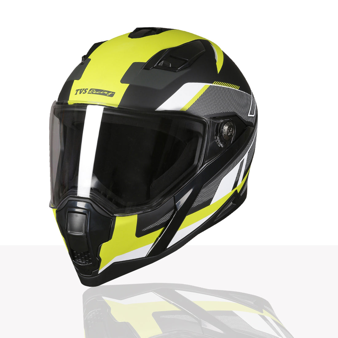 TVS Racing Anti Matter Full Face Helmet for Bike & Motorcycle Riders-DOT & ISI Certified-Lightweight ABS Shell, UV Resistant-Ventilated Comfort Liner, Quick-Release Visor & Chin Strap