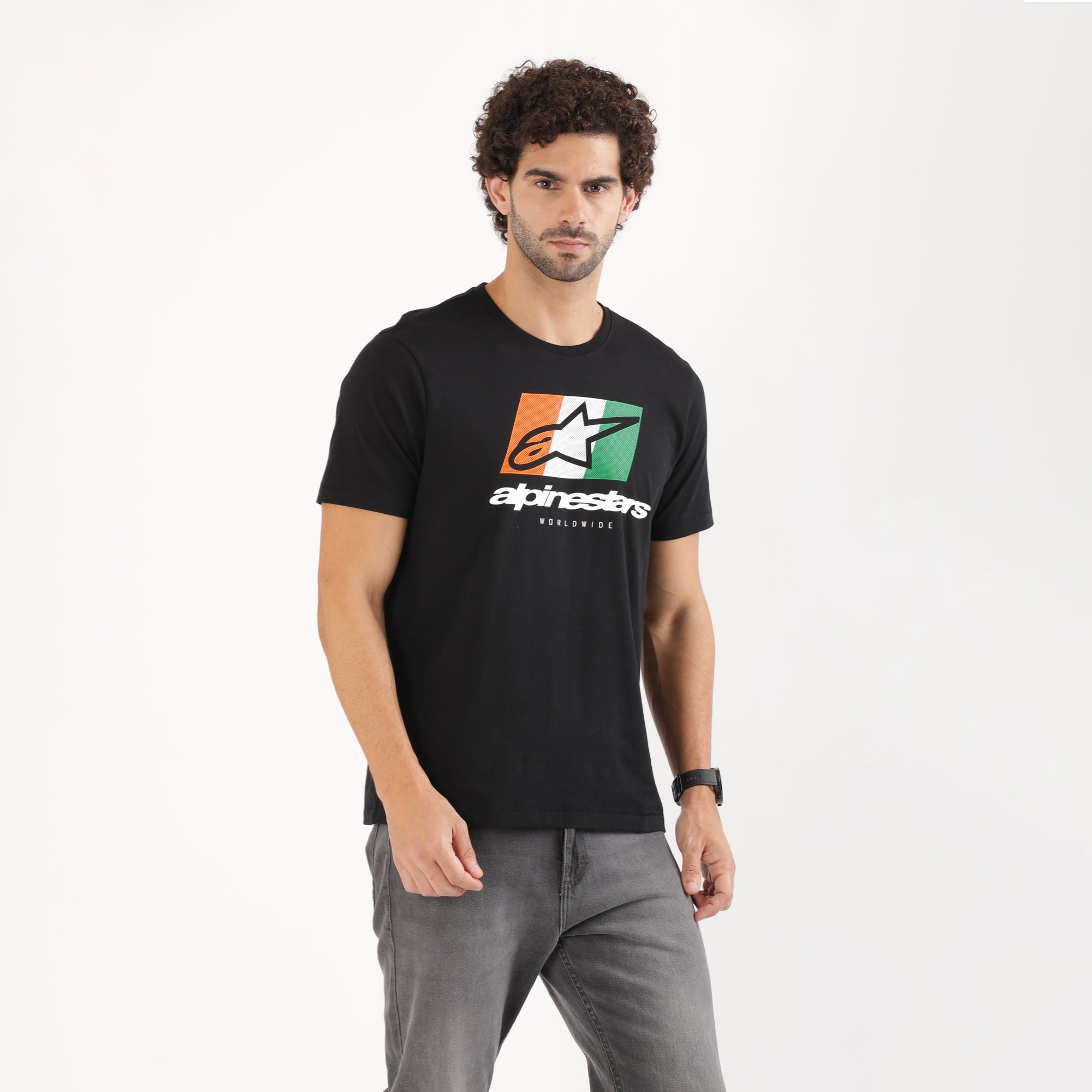 TVS Racing x Alpinestars Crew Neck T-Shirt-100% Soft Combed Cotton, Breathable & Anti-Microbial Fabric, Non-PVC Print, No-Chafe Skin-Friendly Comfort for Racing & Casual Everyday Wear