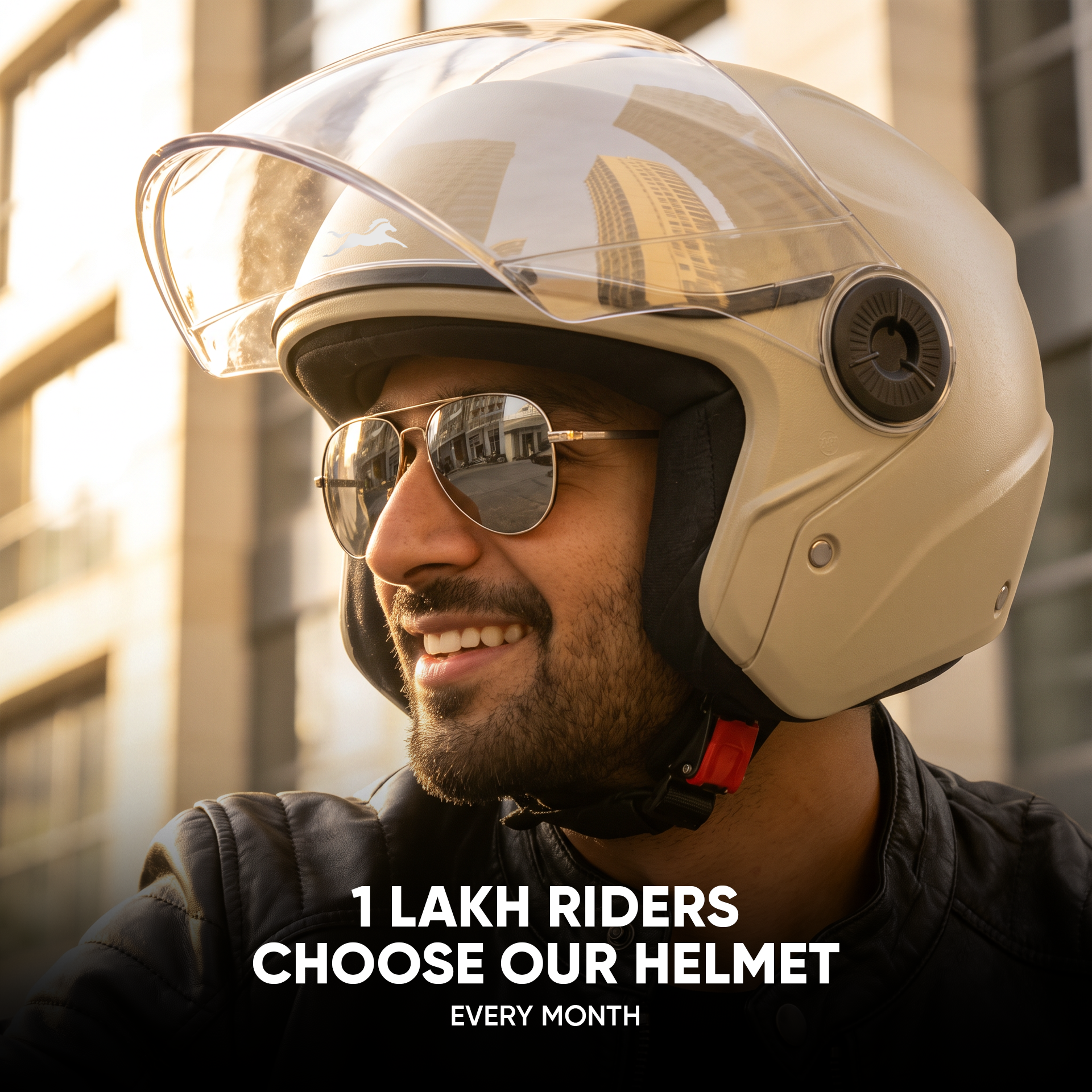 TVS Ace ISI Certified Open Face Matte Finish Helmet with Full Coverage Visor for Men and Women | Available in Eight Colors