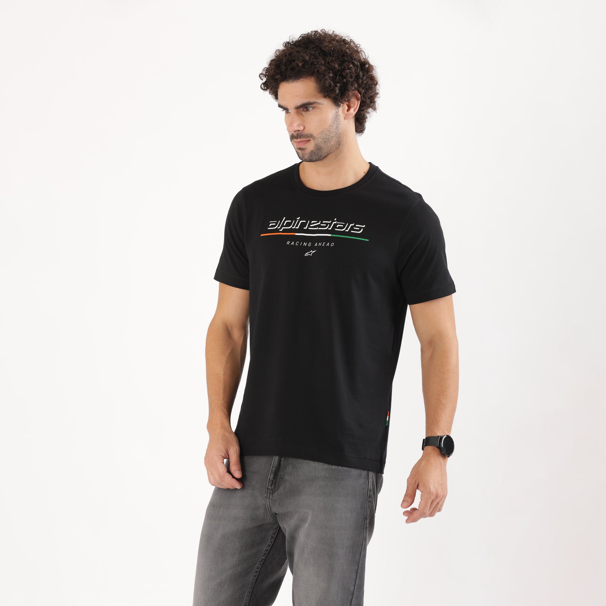 TVS Racing x Alpinestars Crew Neck T-Shirt-100% Soft Combed Cotton, Breathable & Anti-Microbial Fabric, Non-PVC Print, No-Chafe Skin-Friendly Comfort for Racing & Casual Everyday Wear