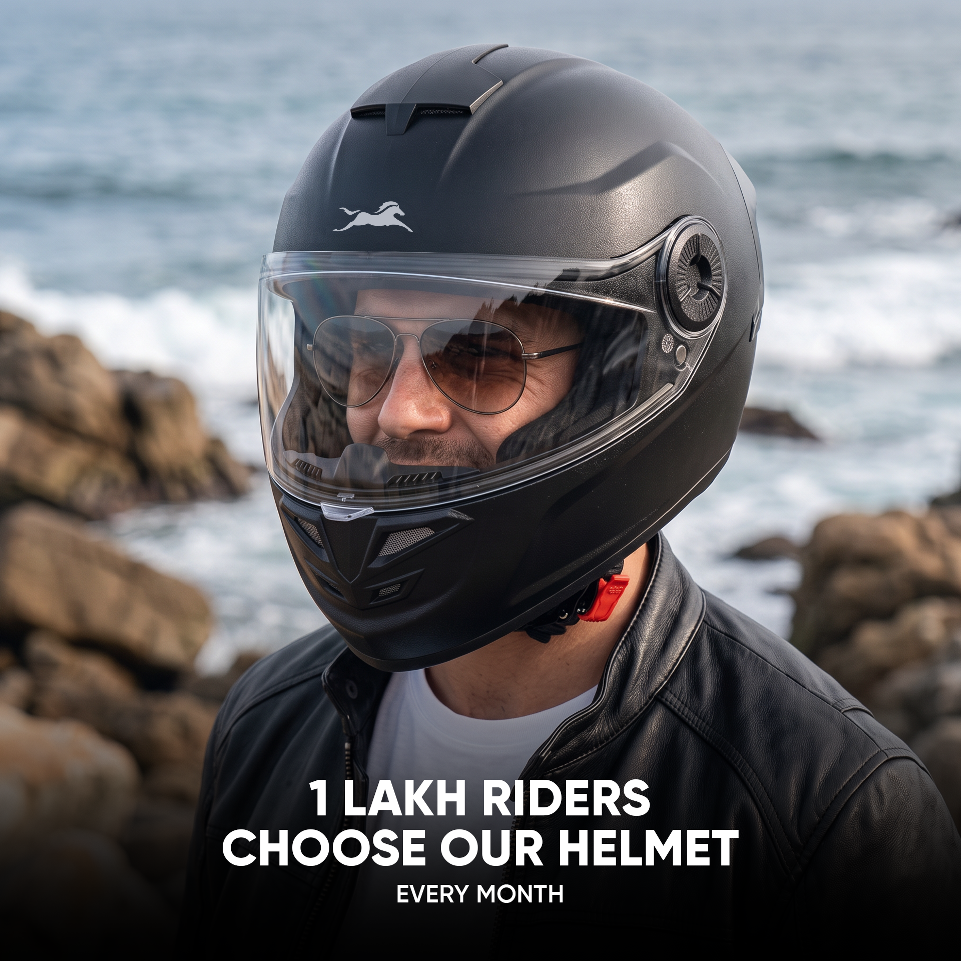 TVS Arc Full Face Matte Finish Helmet for Men & Women, ISI Certified and Lightweight ABS Shell with Clear Scratch-Resistant Visor