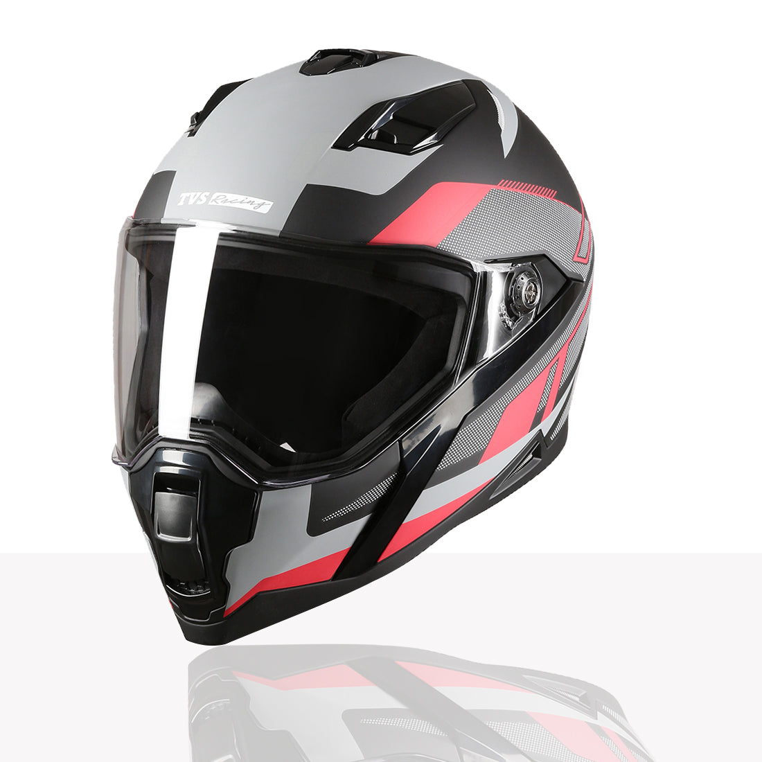 TVS Racing Anti Matter Full Face Helmet for Bike & Motorcycle Riders-DOT & ISI Certified-Lightweight ABS Shell, UV Resistant-Ventilated Comfort Liner, Quick-Release Visor & Chin Strap