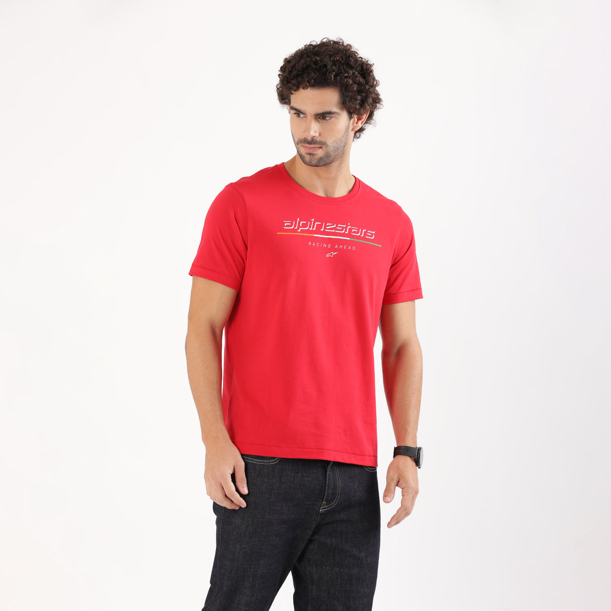 TVS Racing x Alpinestars Crew Neck T-Shirt-100% Soft Combed Cotton, Breathable & Anti-Microbial Fabric, Non-PVC Print, No-Chafe Skin-Friendly Comfort for Racing & Casual Everyday Wear