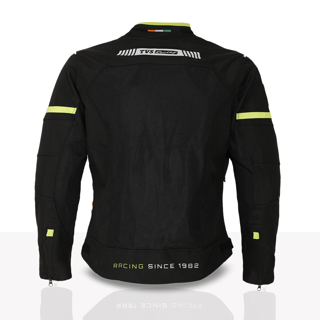 TVS Racing Tech-Core Road Jacket for Men | CE2 armour <5kN at Shoulders Elbows and Back | 600D Chassis | 310gsm Vent Mesh | High-Vis Reflective Tech| YKK zippers | Engineered for bikers