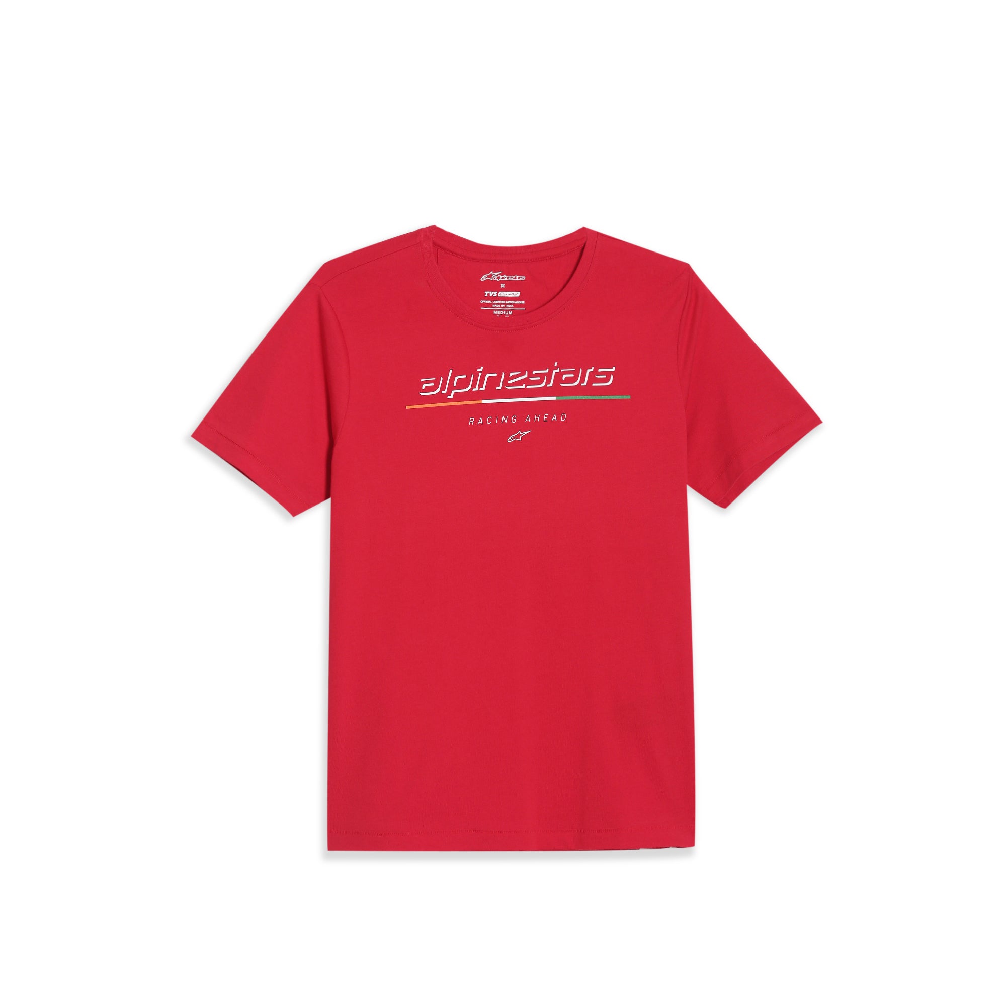 TVS Racing x Alpinestars Crew Neck T-Shirt-100% Soft Combed Cotton, Breathable & Anti-Microbial Fabric, Non-PVC Print, No-Chafe Skin-Friendly Comfort for Racing & Casual Everyday Wear