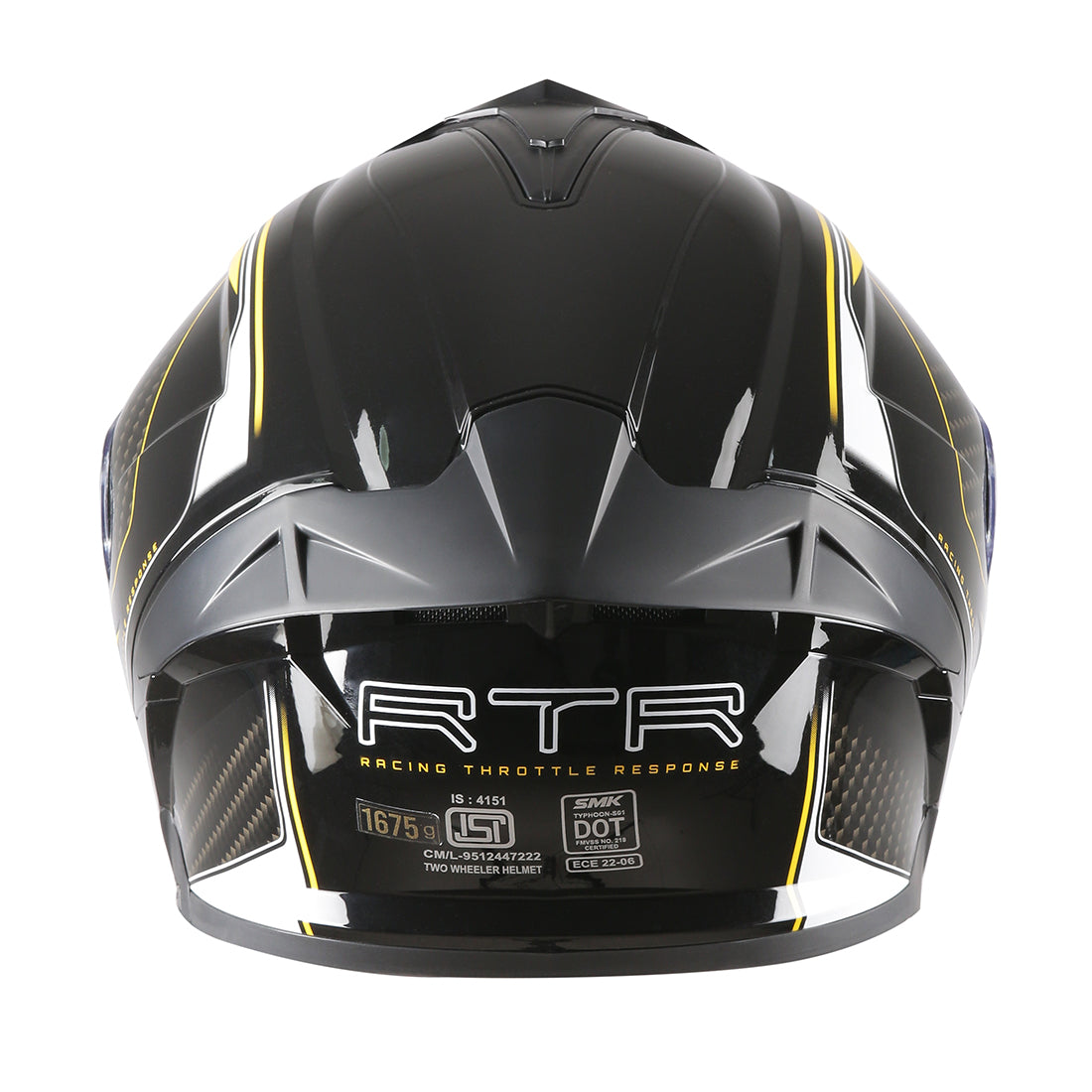 TVS Racing Hurricane Series Full Face Dual Visor Helmet for Men | Premium Bike Helmets with ABS Shell, UV Paint | Quick Release System | Aerodynamic Design | ECE, DOT & ISI Certified (White & Yellow)