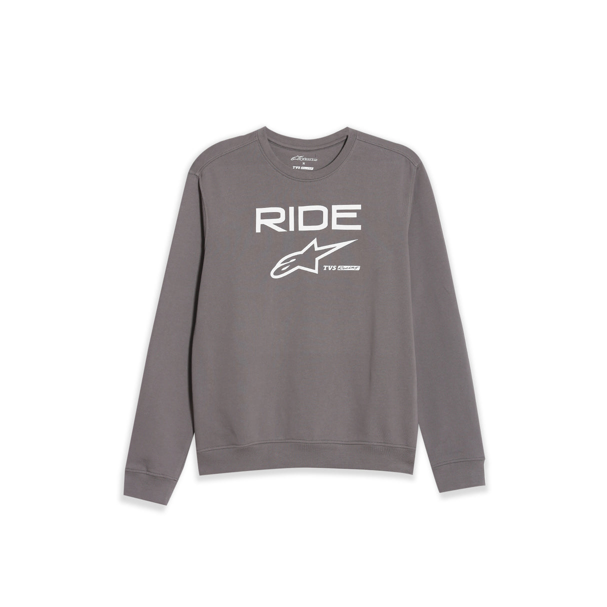 TVS Racing x Alpinestars Crew Neck Pullover Sweatshirt – 100% Cotton French Terry, Ultra-Soft Comfort, Breathable Anti-Odor Fabric, Ribbed Hem & Sleeves for Premium Fit & Style