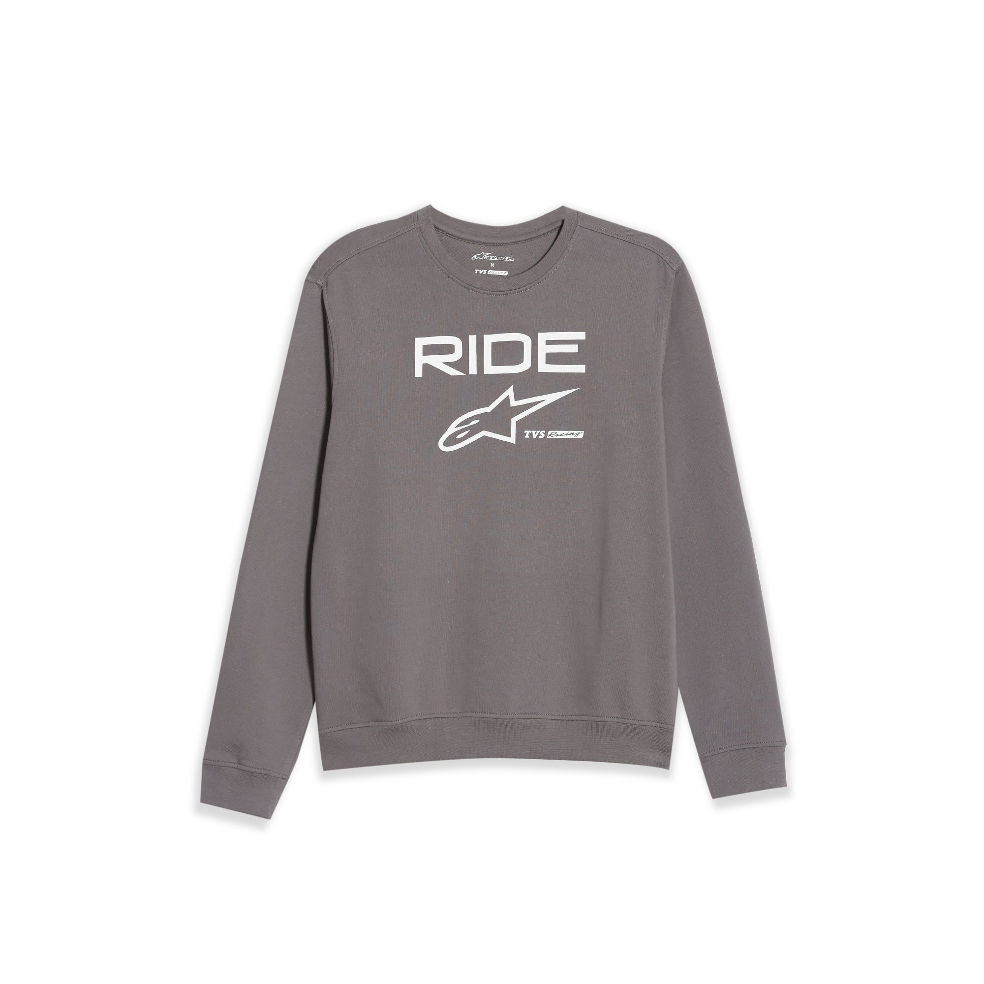 TVS Racing x Alpinestars Crew Neck Pullover Sweatshirt – 100% Cotton French Terry, Ultra-Soft Comfort, Breathable Anti-Odor Fabric, Ribbed Hem & Sleeves for Premium Fit & Style