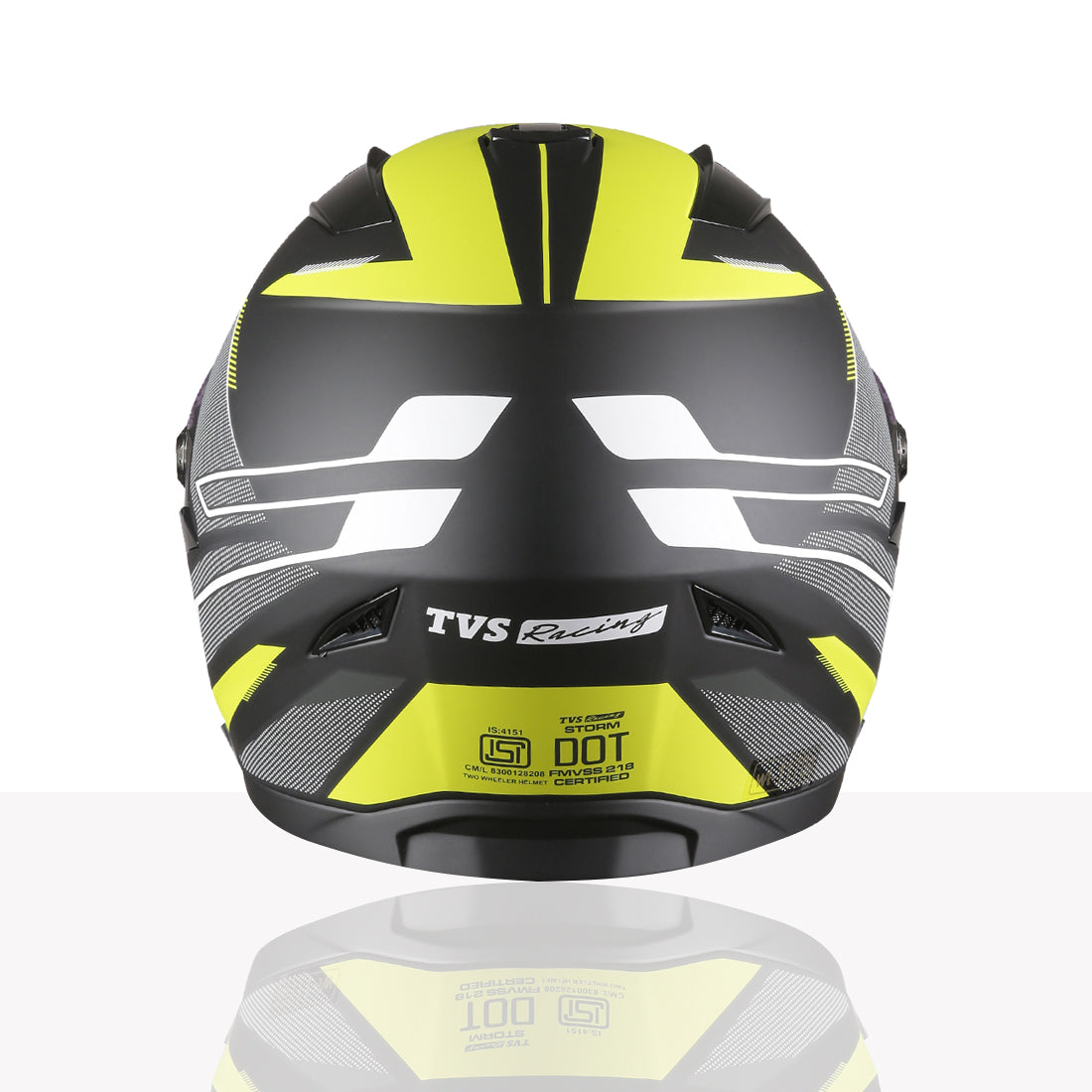 TVS Racing Anti Matter Full Face Helmet for Bike & Motorcycle Riders-DOT & ISI Certified-Lightweight ABS Shell, UV Resistant-Ventilated Comfort Liner, Quick-Release Visor & Chin Strap (Neon)