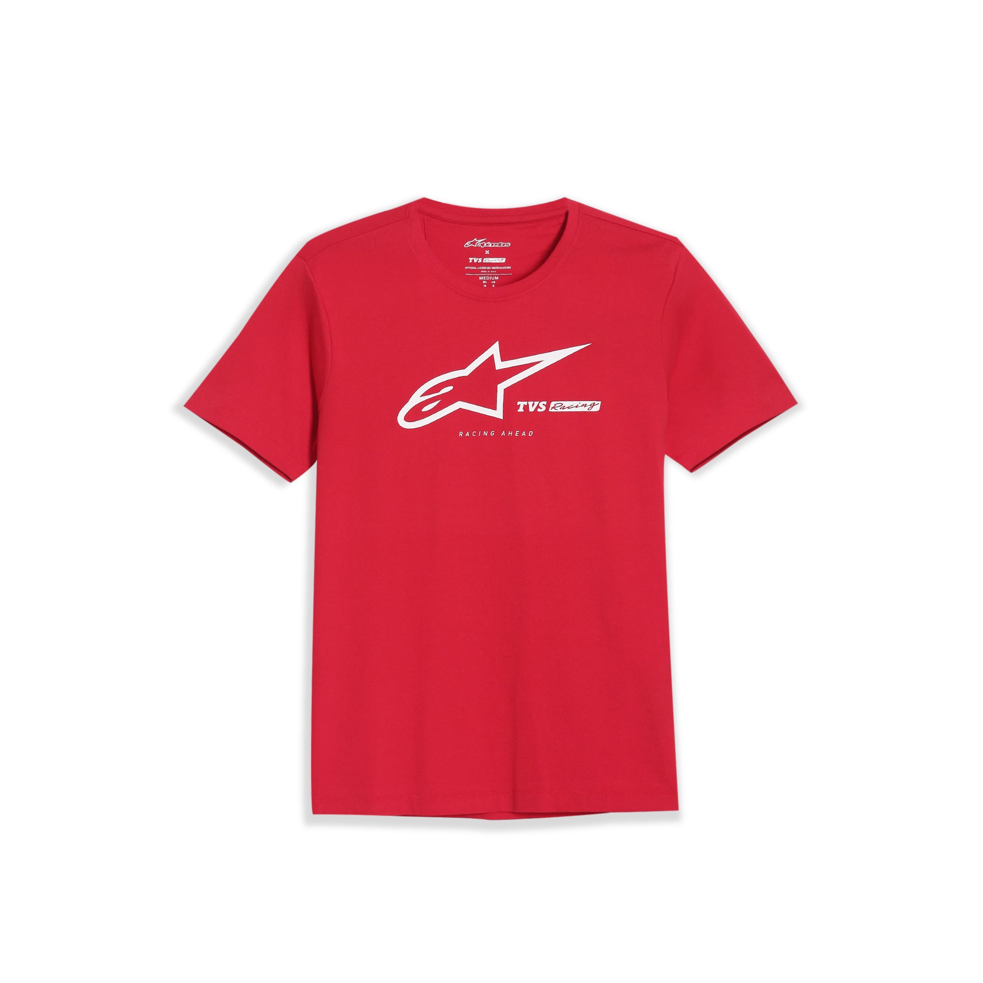 TVS Racing x Alpinestars Crew Neck T-Shirt-100% Soft Combed Cotton, Breathable & Anti-Microbial Fabric, Non-PVC Print, No-Chafe Skin-Friendly Comfort for Racing & Casual Everyday Wear