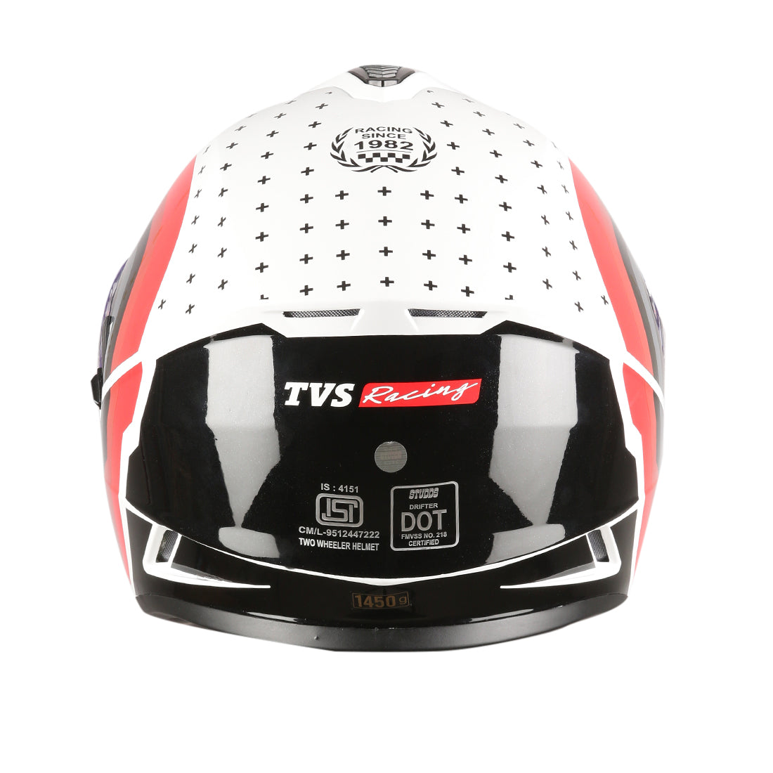 TVS Racing Phantom Series Full Face Dual Visor Helmet for Men | Premium Bike Helmets with ABS Shell, UV Paint | Quick Release System | Aerodynamic Design | DOT & ISI Certified (White)