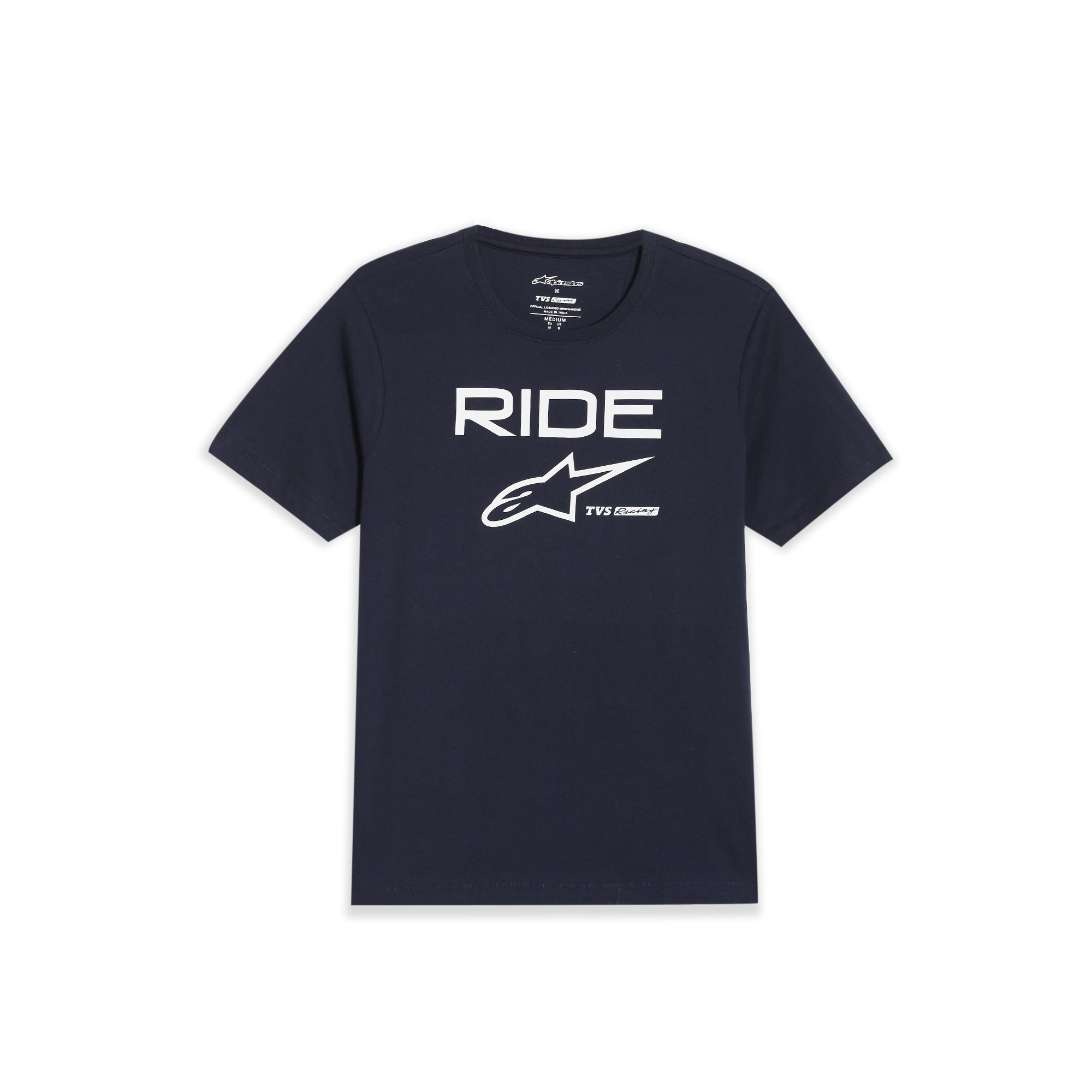 TVS Racing x Alpinestars Crew Neck T-Shirt-100% Soft Combed Cotton, Breathable & Anti-Microbial Fabric, Non-PVC Print, No-Chafe Skin-Friendly Comfort for Racing & Casual Everyday Wear