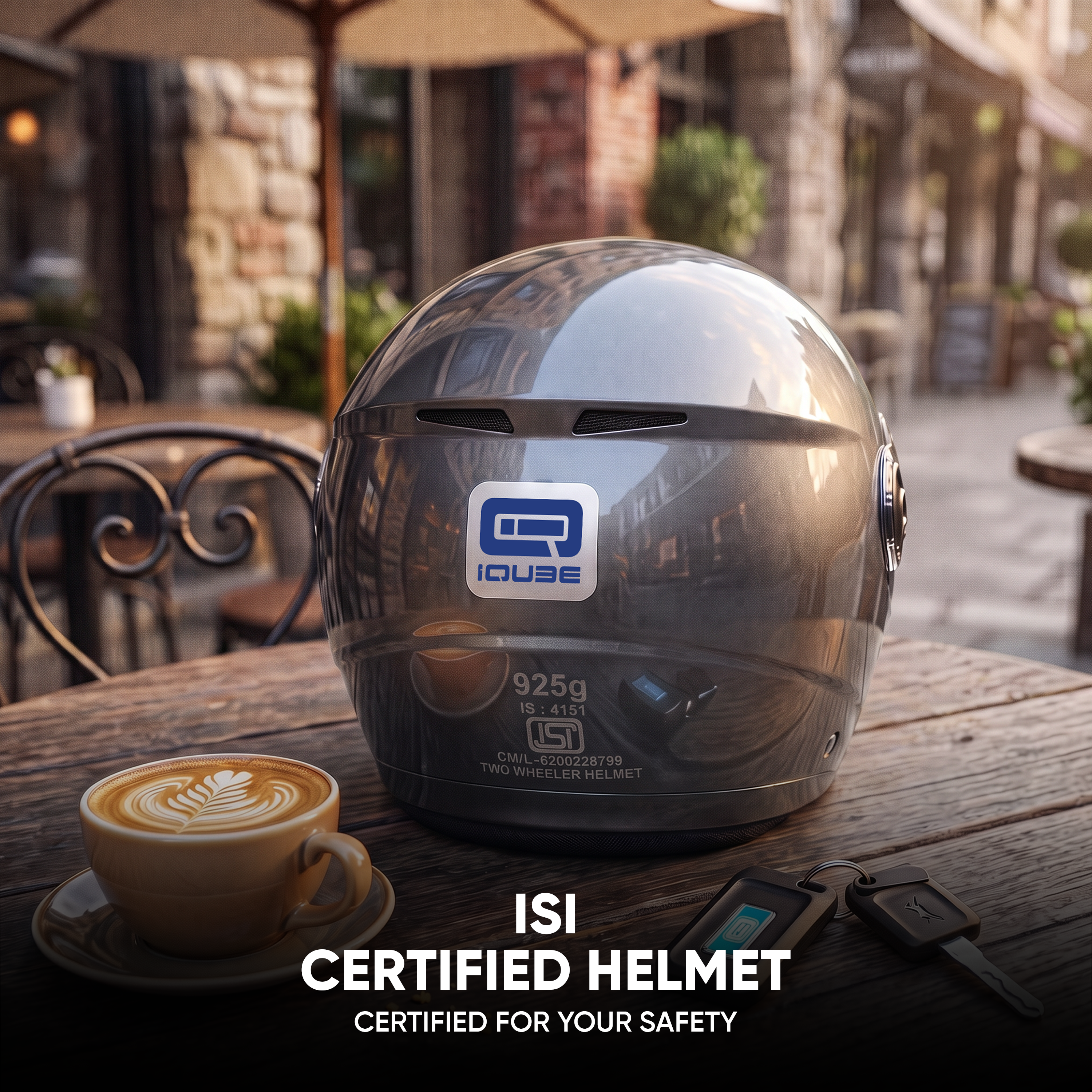 TVS iQube Open Face Helmet | ISI Certified, Lightweight & Comfortable Design