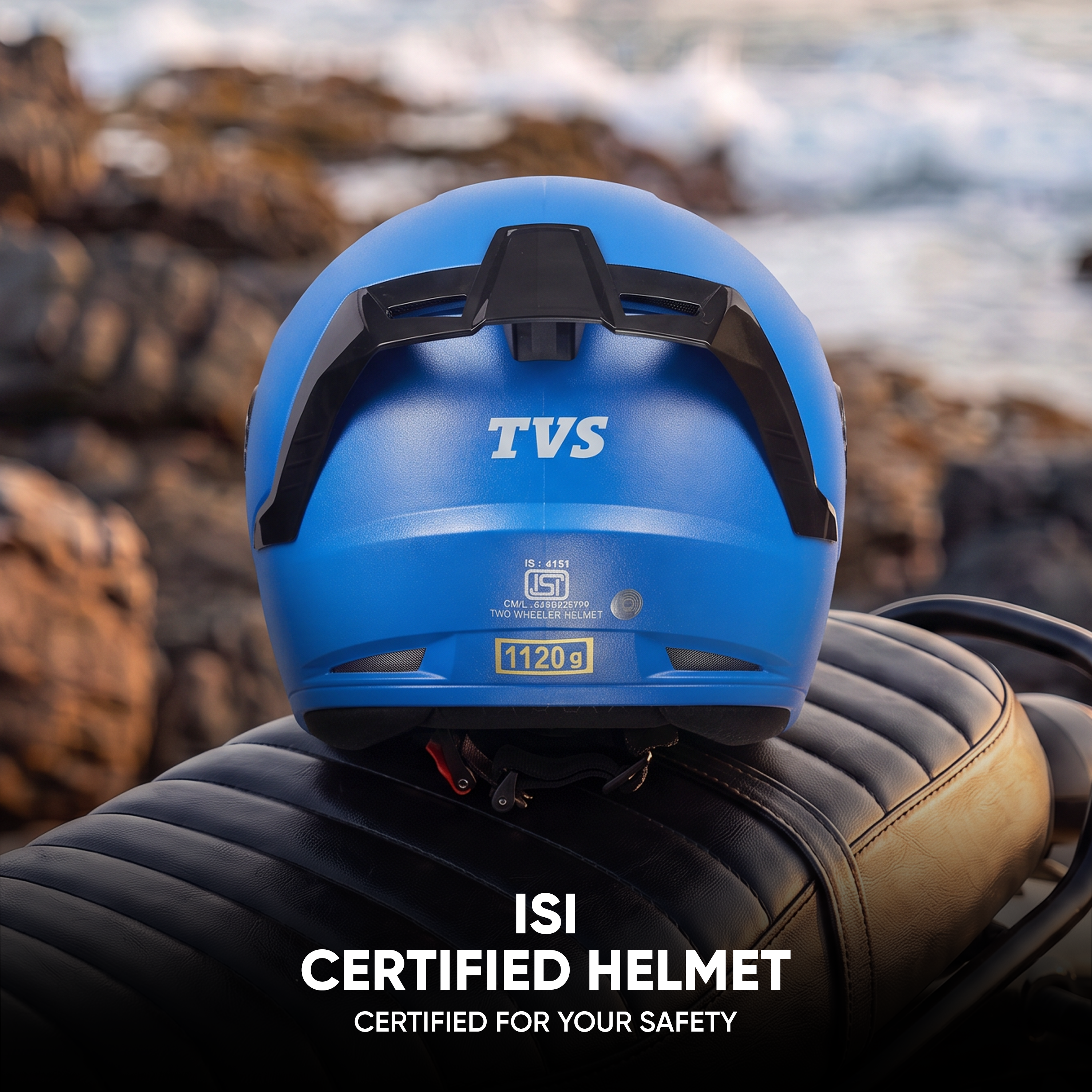 TVS Arc Full Face Matte Finish Helmet for Men & Women, ISI Certified and Lightweight ABS Shell with Clear Scratch-Resistant Visor