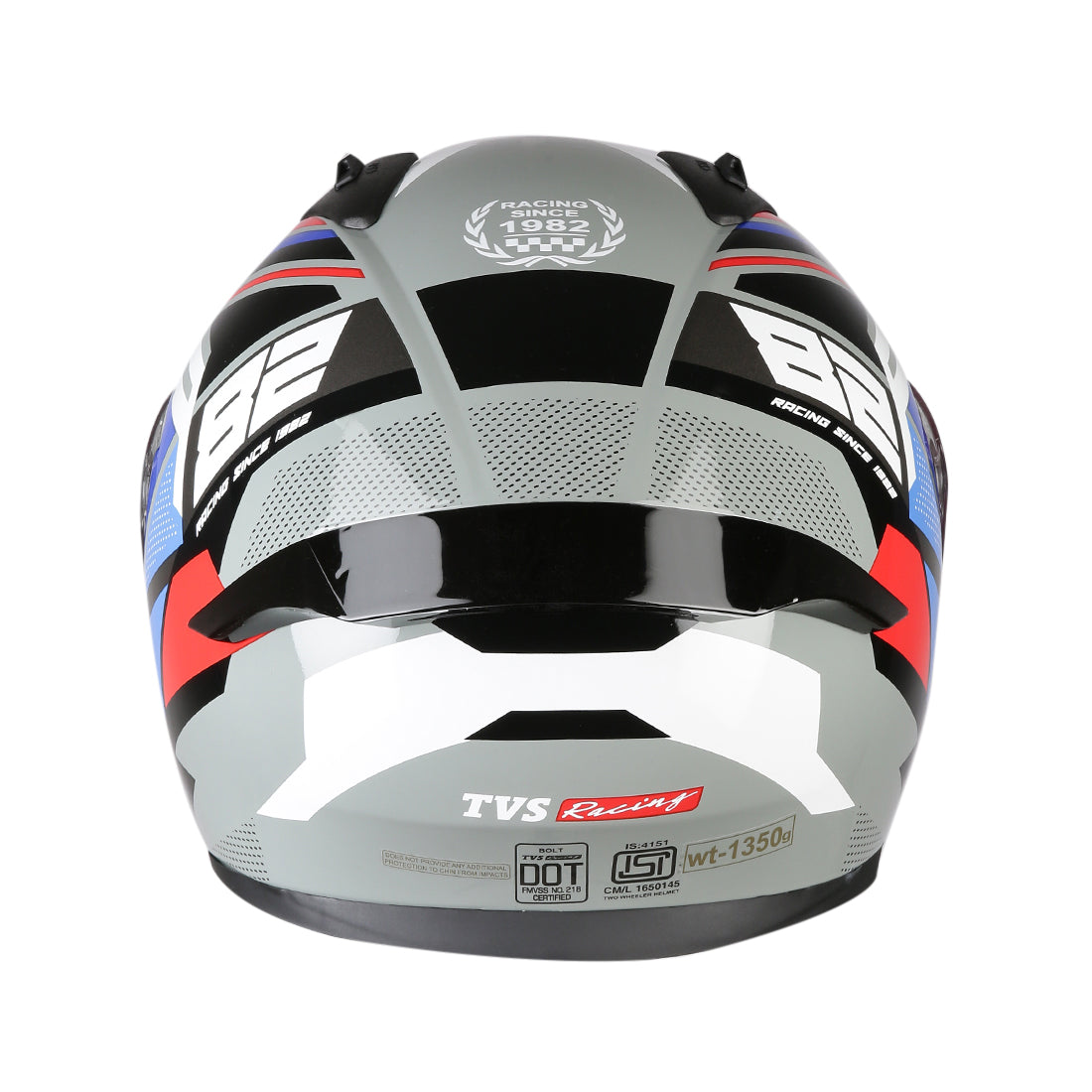 TVS Racing Titan Series Full Face Helmet for Men | Premium Bike Helmets with ABS Shell, UV Paint | Quick Release System | Aerodynamic Design | DOT & ISI Certified (Red & Blue)