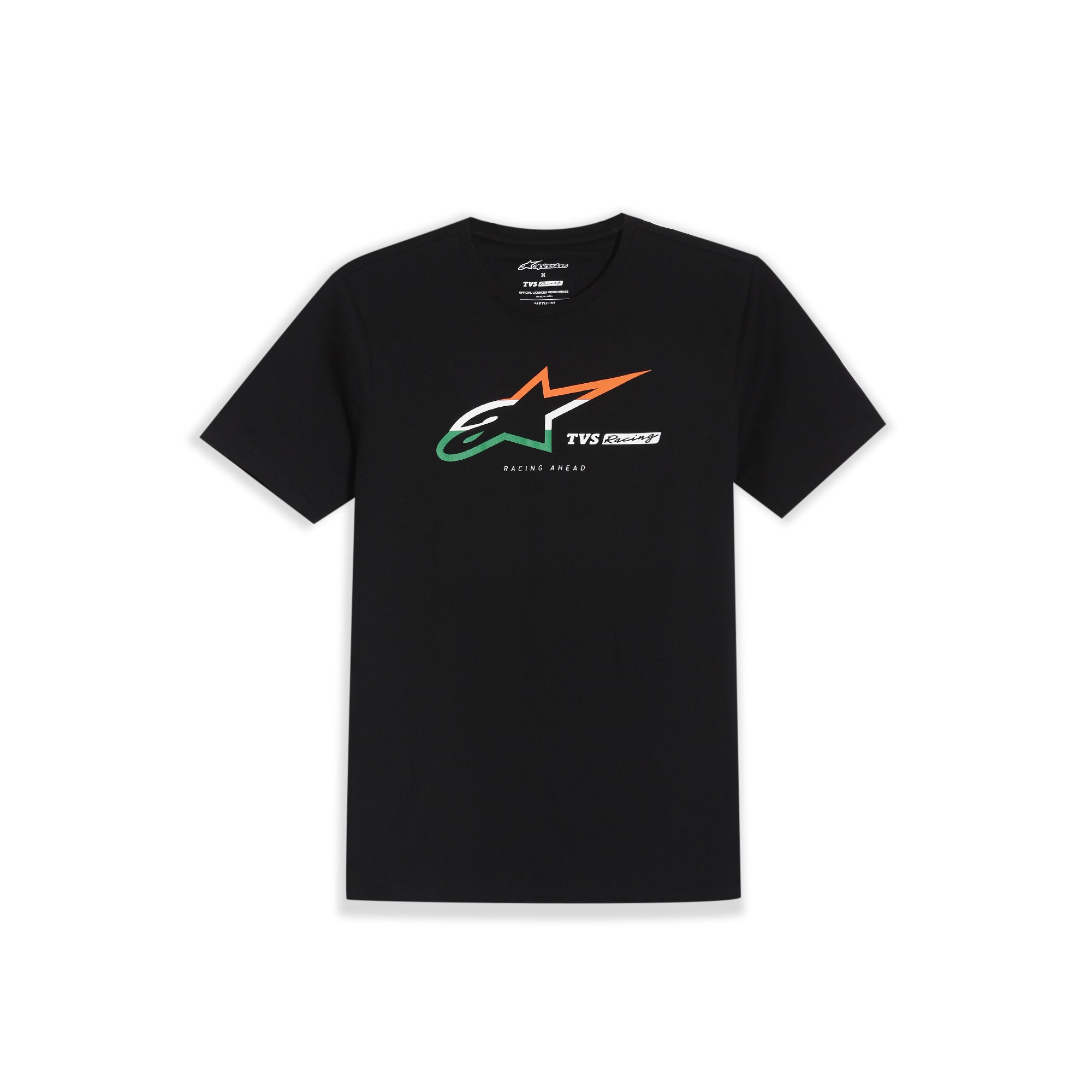 TVS Racing x Alpinestars Crew Neck T-Shirt-100% Soft Combed Cotton, Breathable & Anti-Microbial Fabric, Non-PVC Print, No-Chafe Skin-Friendly Comfort for Racing & Casual Everyday Wear