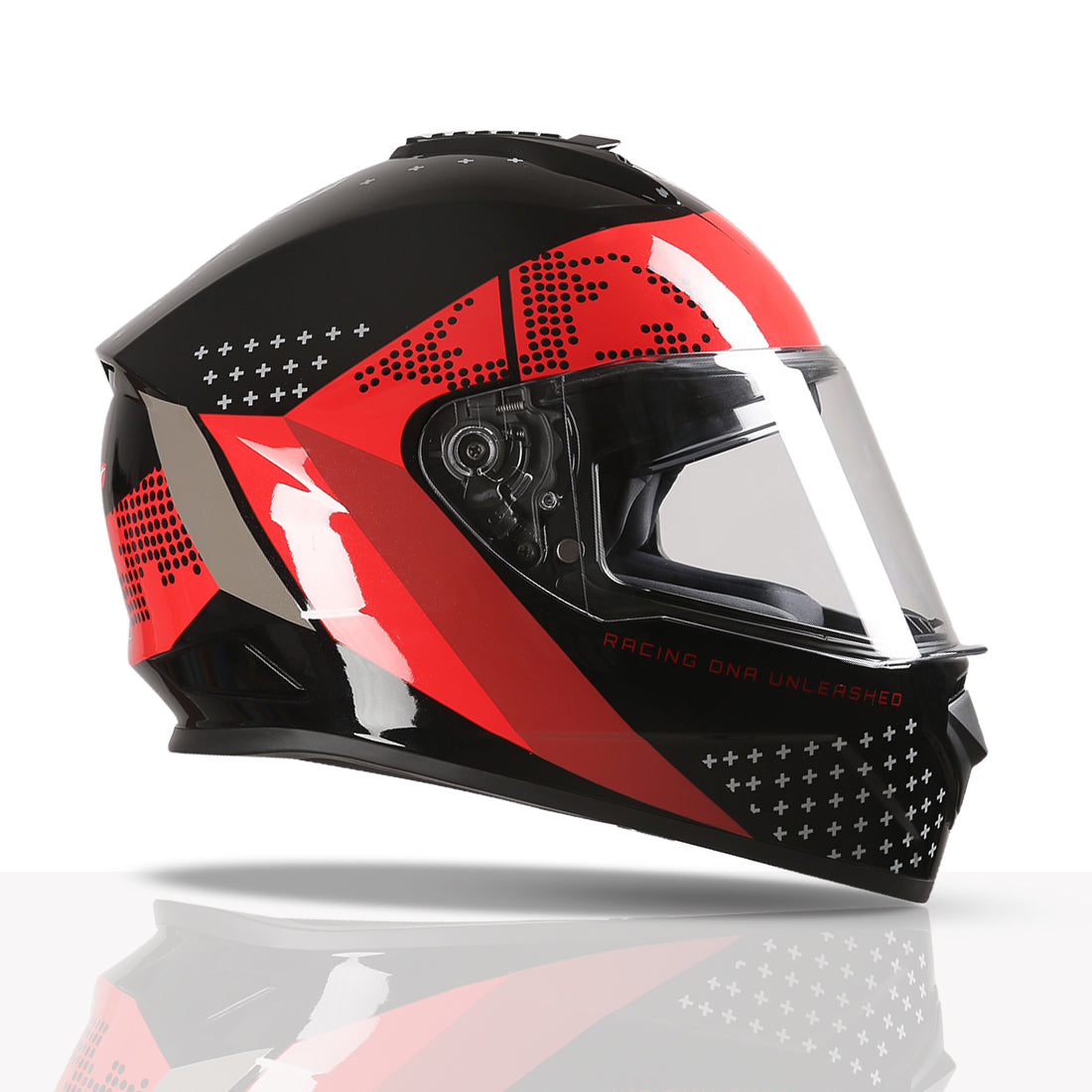 TVS Racing Phantom Series Full Face Dual Visor Helmet for Men | Premium Bike Helmets with ABS Shell, UV Paint | Quick Release System | Aerodynamic Design | DOT & ISI Certified (Black V1)