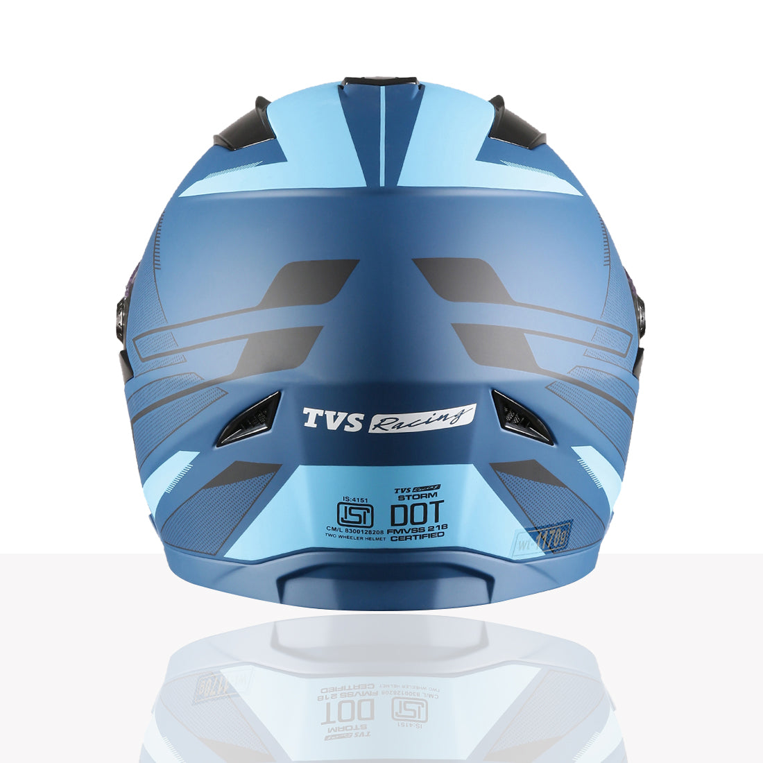 TVS Racing Anti Matter Full Face Helmet for Bike & Motorcycle Riders-DOT & ISI Certified-Lightweight ABS Shell, UV Resistant-Ventilated Comfort Liner, Quick-Release Visor & Chin Strap (Blue)