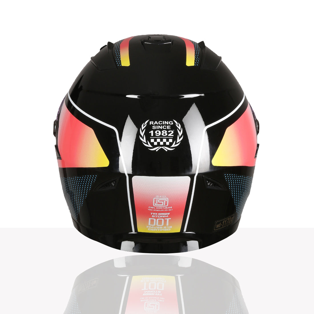 TVS Racing Anti Matter Full Face Helmet for Bike & Motorcycle Riders-DOT & ISI Certified-Lightweight ABS Shell, UV Resistant-Ventilated Comfort Liner, Quick-Release Visor & Chin Strap