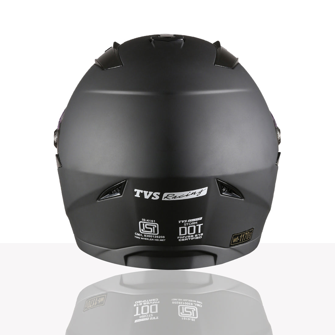 TVS Racing Anti Matter Full Face Helmet for Bike & Motorcycle Riders-DOT & ISI Certified-Lightweight ABS Shell, UV Resistant-Ventilated Comfort Liner, Quick-Release Visor & Chin Strap