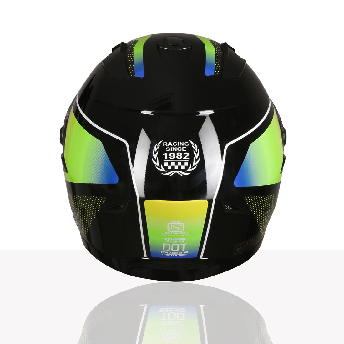 TVS Racing Anti Matter Full Face Helmet for Bike & Motorcycle Riders-DOT & ISI Certified-Lightweight ABS Shell, UV Resistant-Ventilated Comfort Liner, Quick-Release Visor & Chin Strap