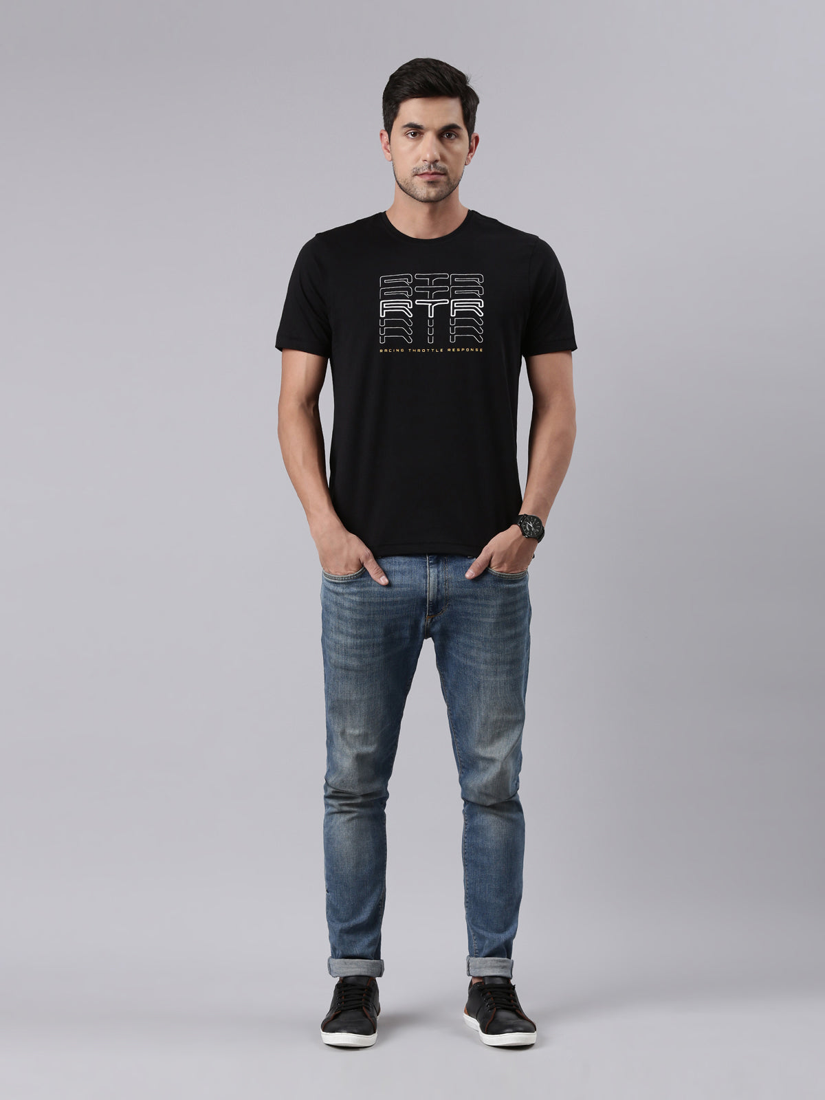 TVS Racing Arsenal Black RTR Crew neck T Shirt