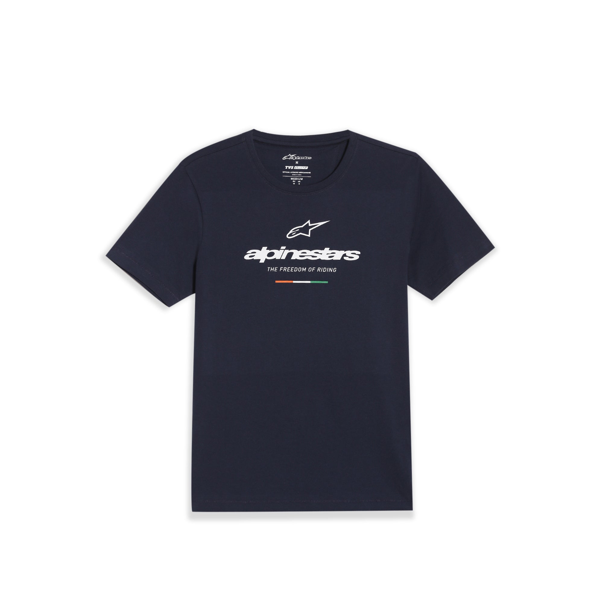 TVS Racing x Alpinestars Crew Neck T-Shirt-100% Soft Combed Cotton, Breathable & Anti-Microbial Fabric, Non-PVC Print, No-Chafe Skin-Friendly Comfort for Racing & Casual Everyday Wear