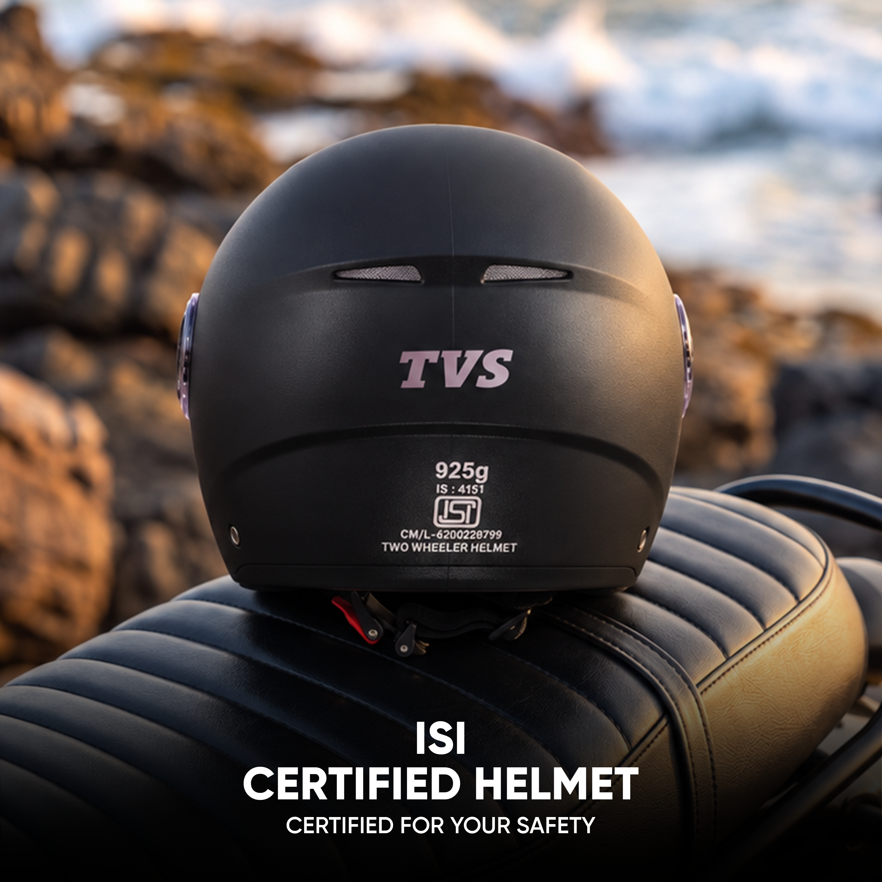 TVS Fit Open Face Long Visor Unisex Helmet | ISI Certified, Matte Finish and Light Weight Available in Multiple Colors
