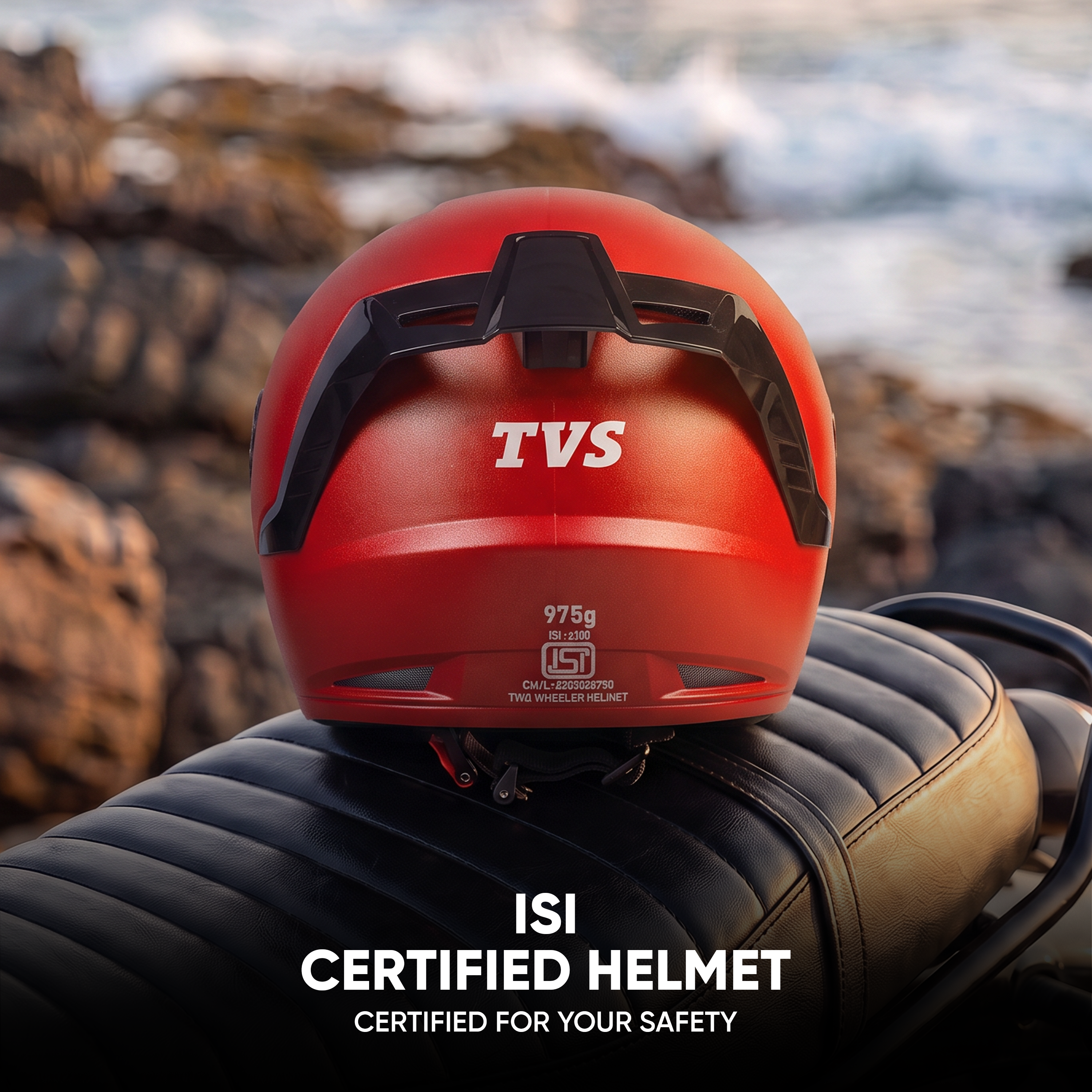 TVS Arc Full Face Matte Finish Helmet for Men & Women, ISI Certified and Lightweight ABS Shell with Clear Scratch-Resistant Visor