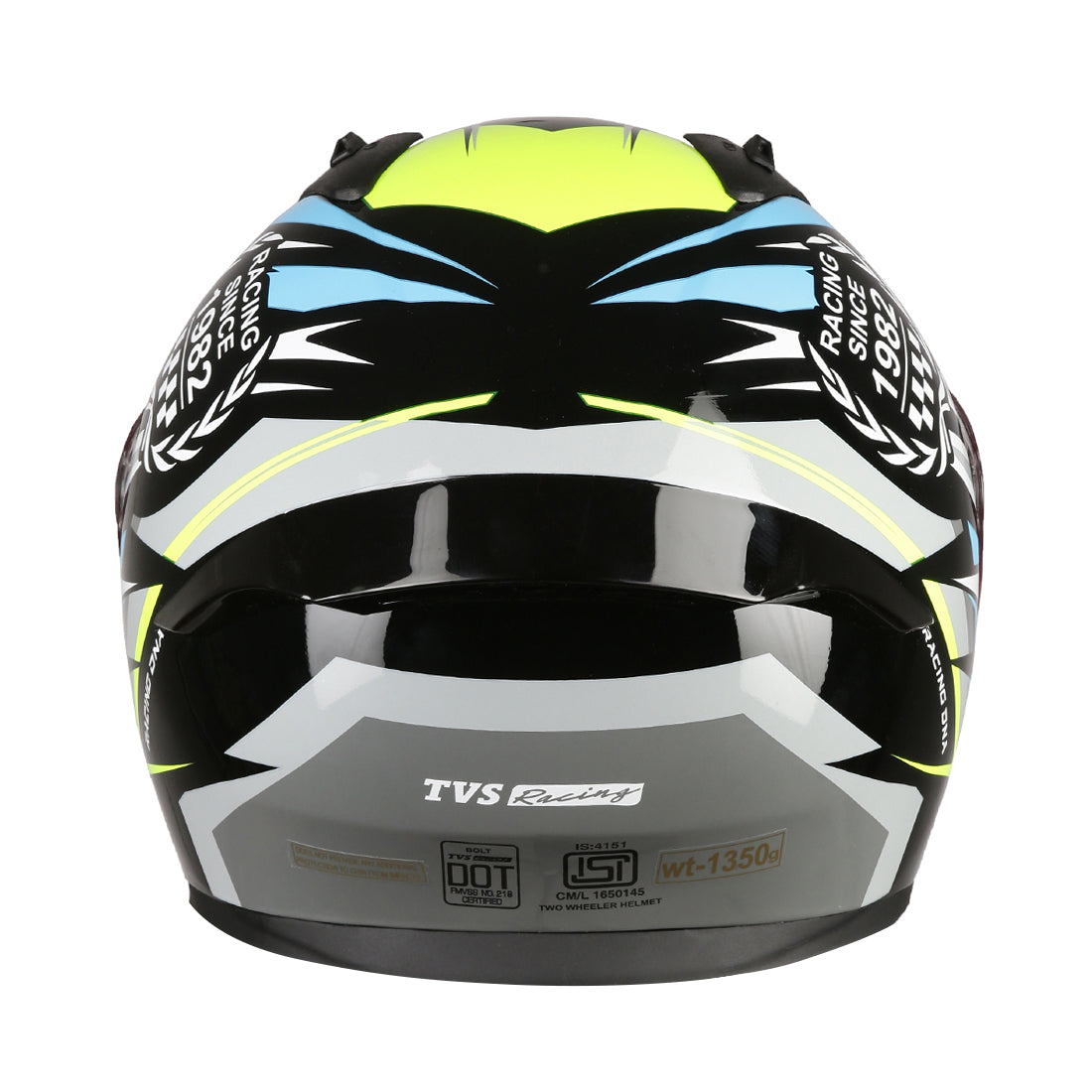 TVS Racing Titan Series Full Face Helmet for Men | Premium Bike Helmets with ABS Shell, UV Paint | Quick Release System | Aerodynamic Design | DOT & ISI Certified (Black)