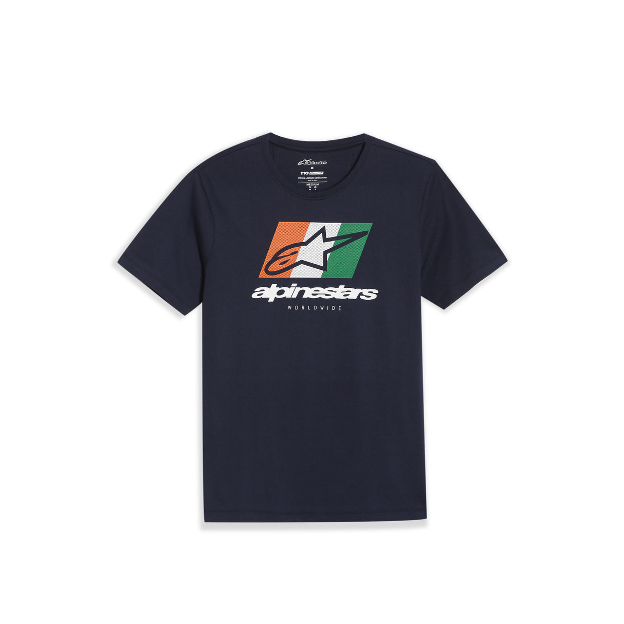 TVS Racing x Alpinestars Crew Neck T-Shirt-100% Soft Combed Cotton, Breathable & Anti-Microbial Fabric, Non-PVC Print, No-Chafe Skin-Friendly Comfort for Racing & Casual Everyday Wear