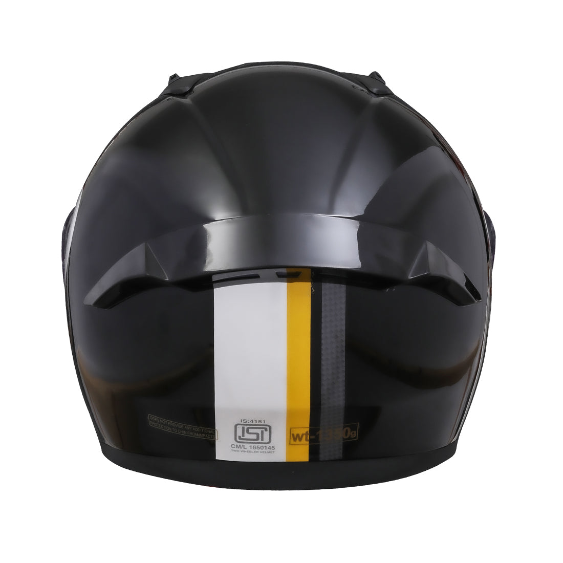 TVS Apache Full Face helmet - Color: Black, White & Yellow Strip