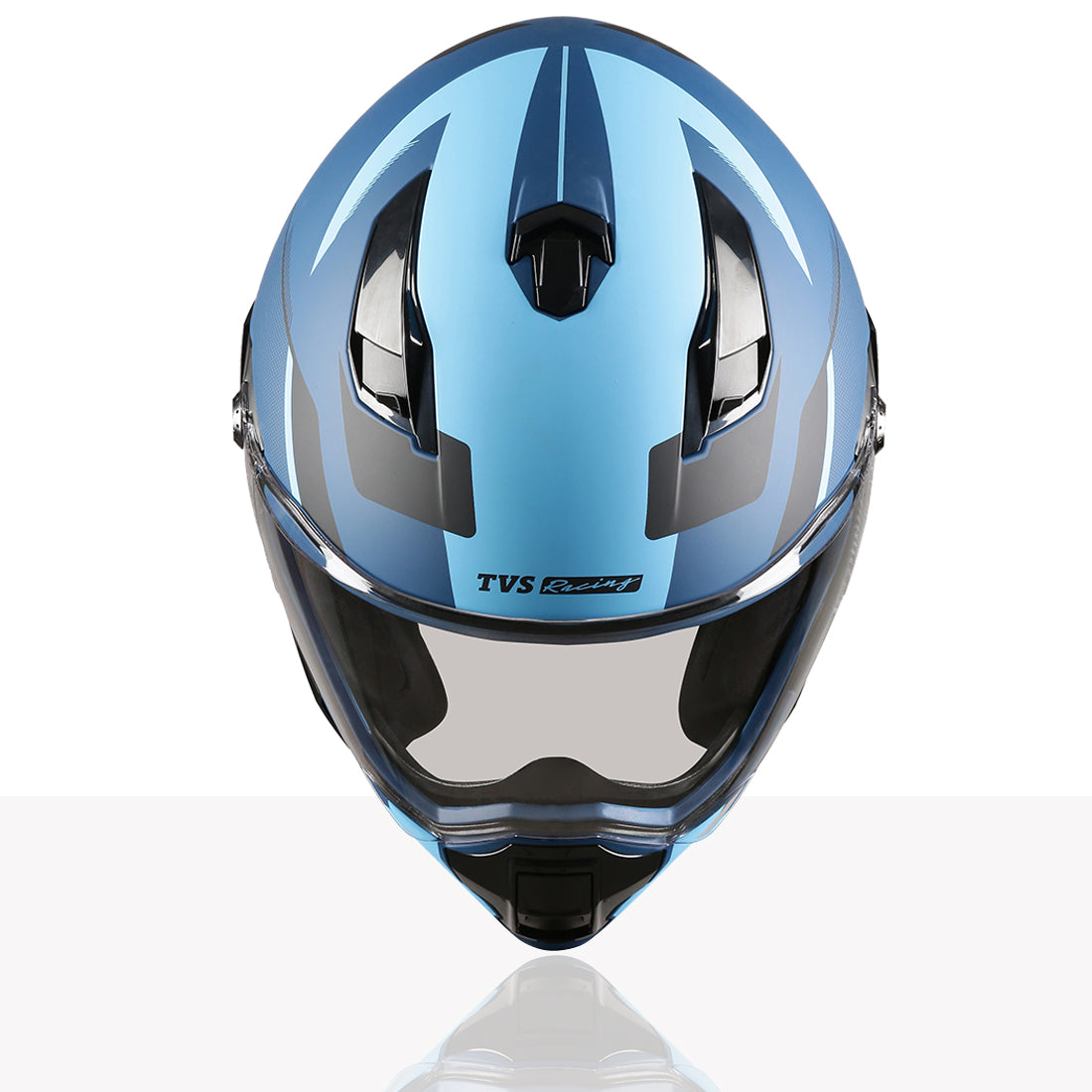 TVS Racing Anti Matter Full Face Helmet for Bike & Motorcycle Riders-DOT & ISI Certified-Lightweight ABS Shell, UV Resistant-Ventilated Comfort Liner, Quick-Release Visor & Chin Strap (Blue)